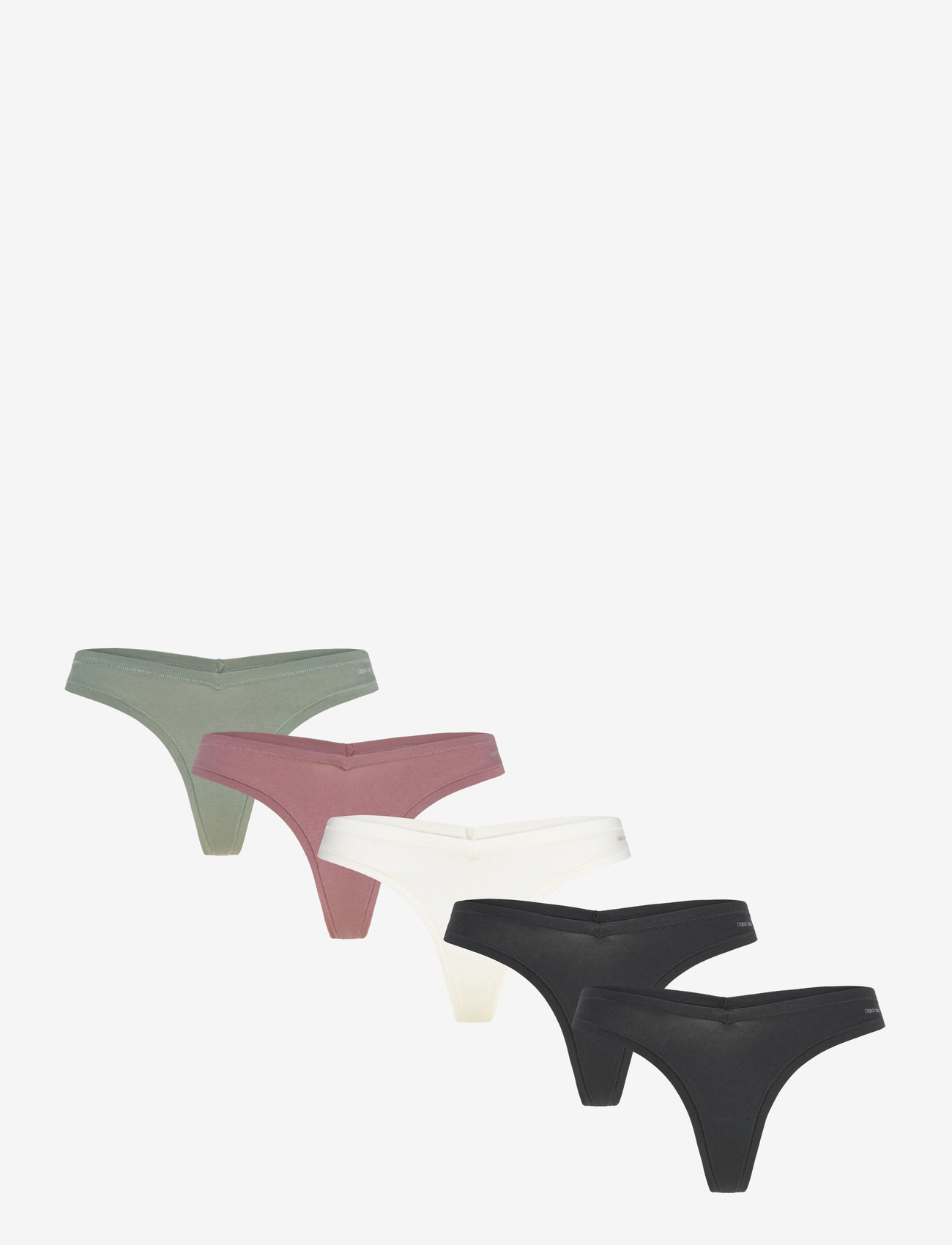 Organic Basics - Flex Thong 5-Pack - briefs - black / black / off white / rose wood / seaweed - 0