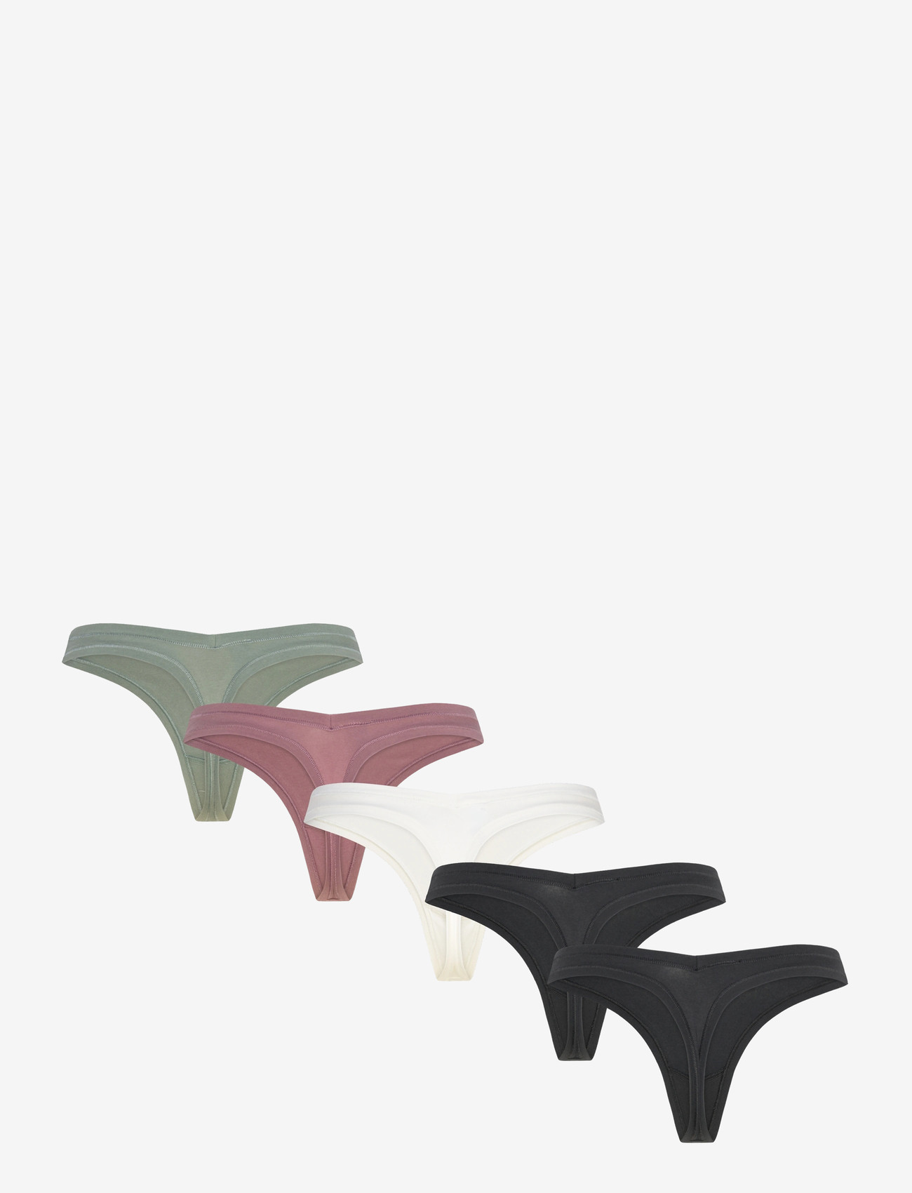 Organic Basics - Flex Thong 5-Pack - briefs - black / black / off white / rose wood / seaweed - 1