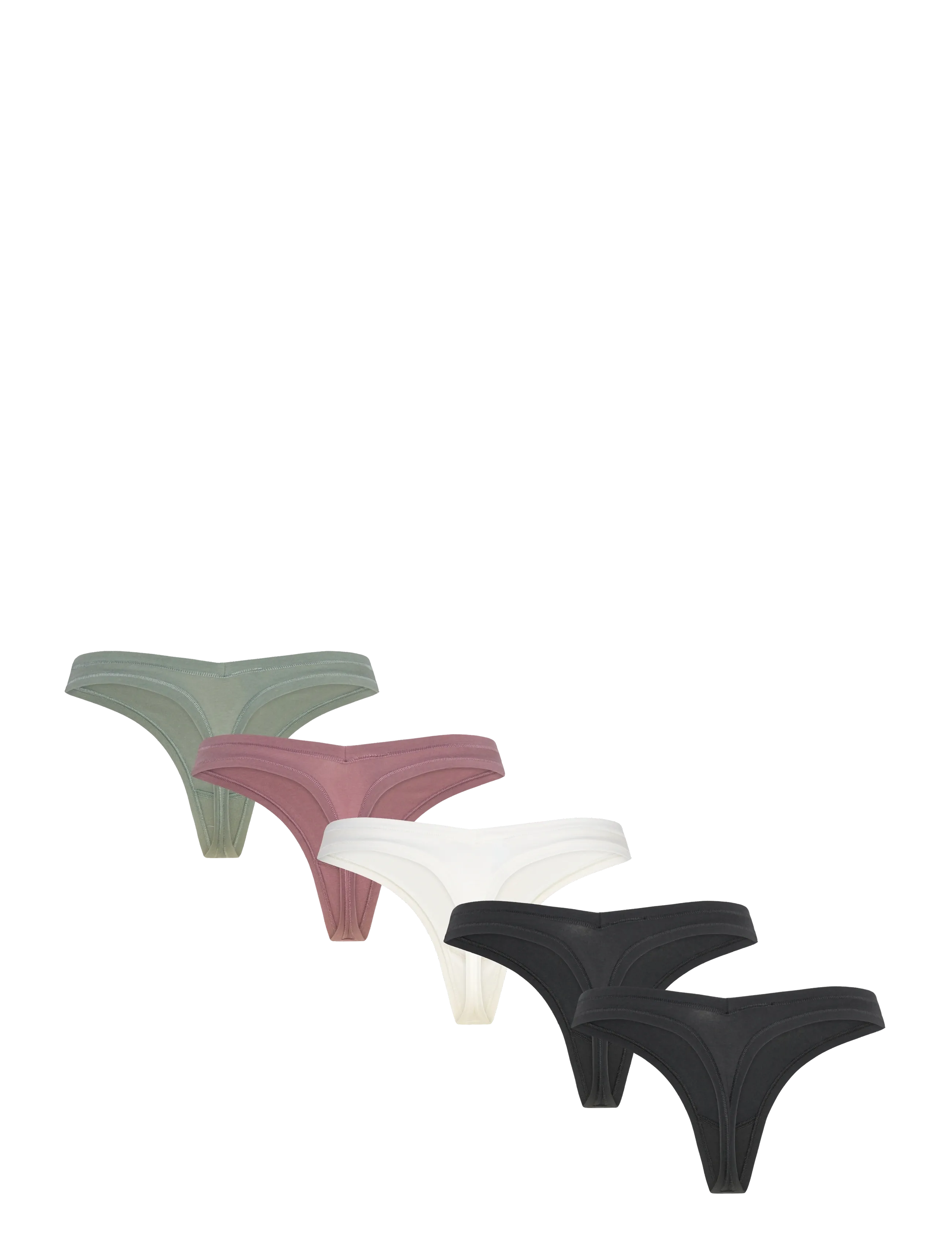 Organic Basics - Flex Thong 5-Pack - kvinder - black / black / off white / rose wood / seaweed - 1