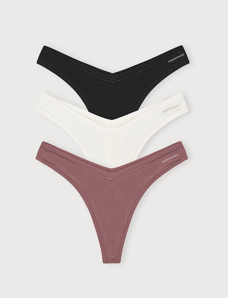 Organic Basics - Flex Thong 3-pack - stringtrusser - off white/rose wood/black - 2