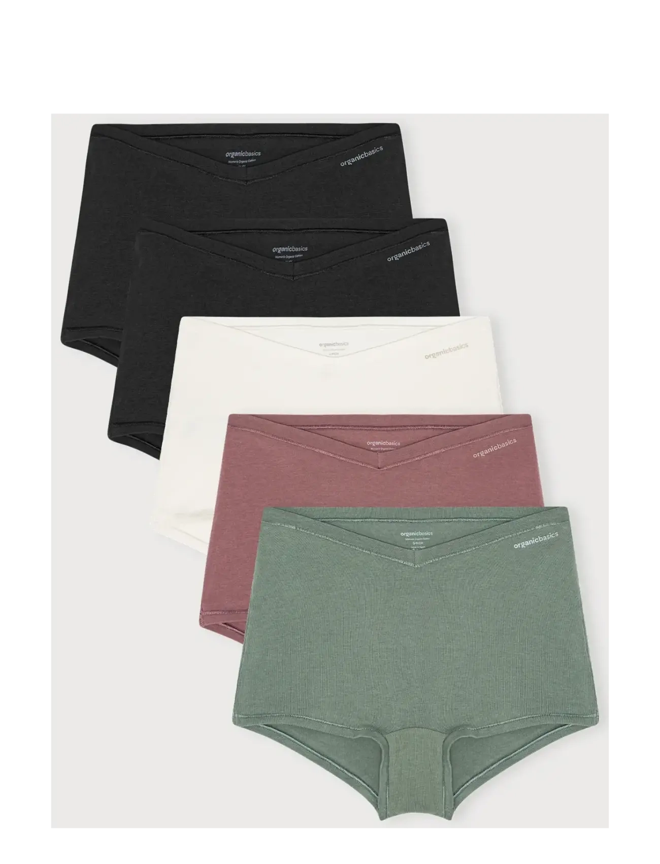 Organic Basics Flex Shorty 5-Pack - Undertøj - BLACK / BLACK / OFF WHITE / ROSE WOOD / SEAWEED / multi