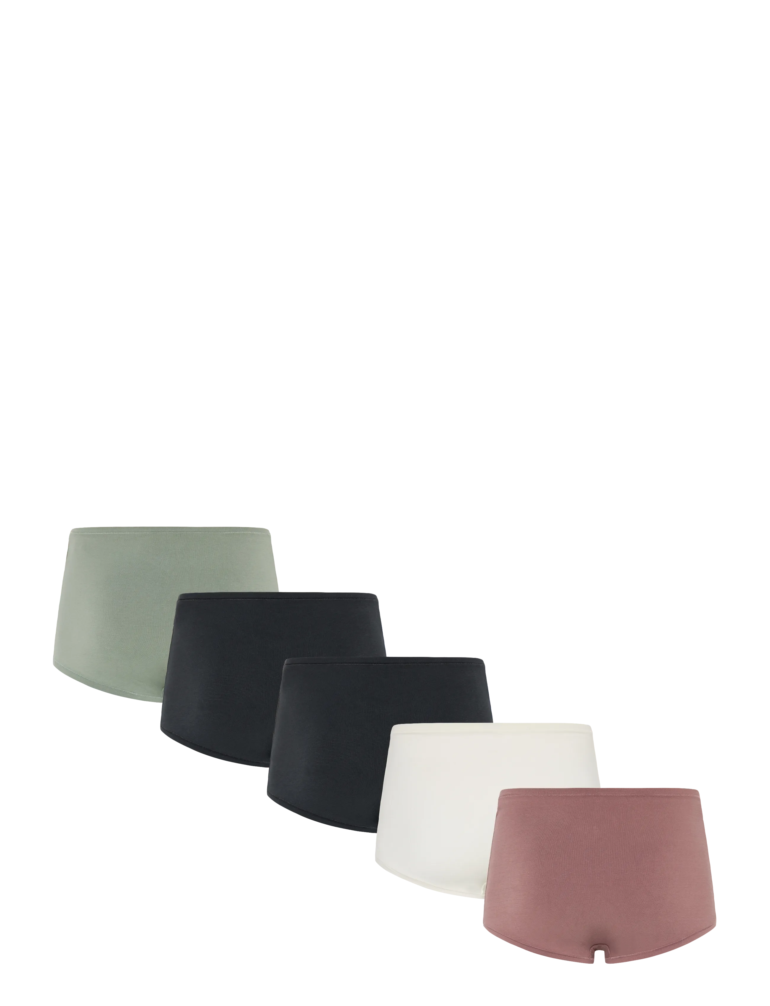 Organic Basics - Flex Shorty 5-Pack - damen - black / black / off white / rose wood / seaweed - 1