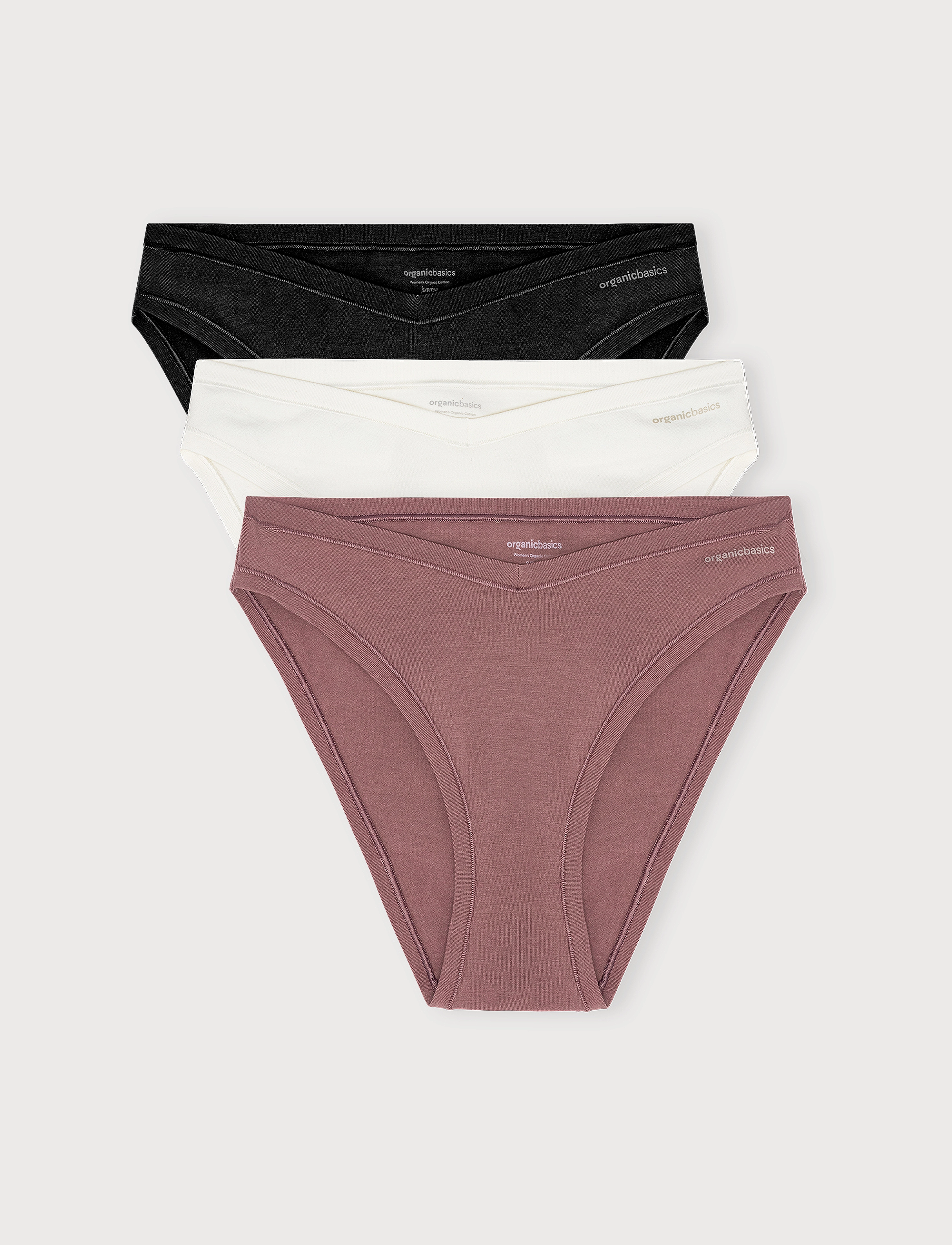Organic Basics - Flex Cheeky Briefs 3-pack - alltags-style - off white/rose wood/black - 4