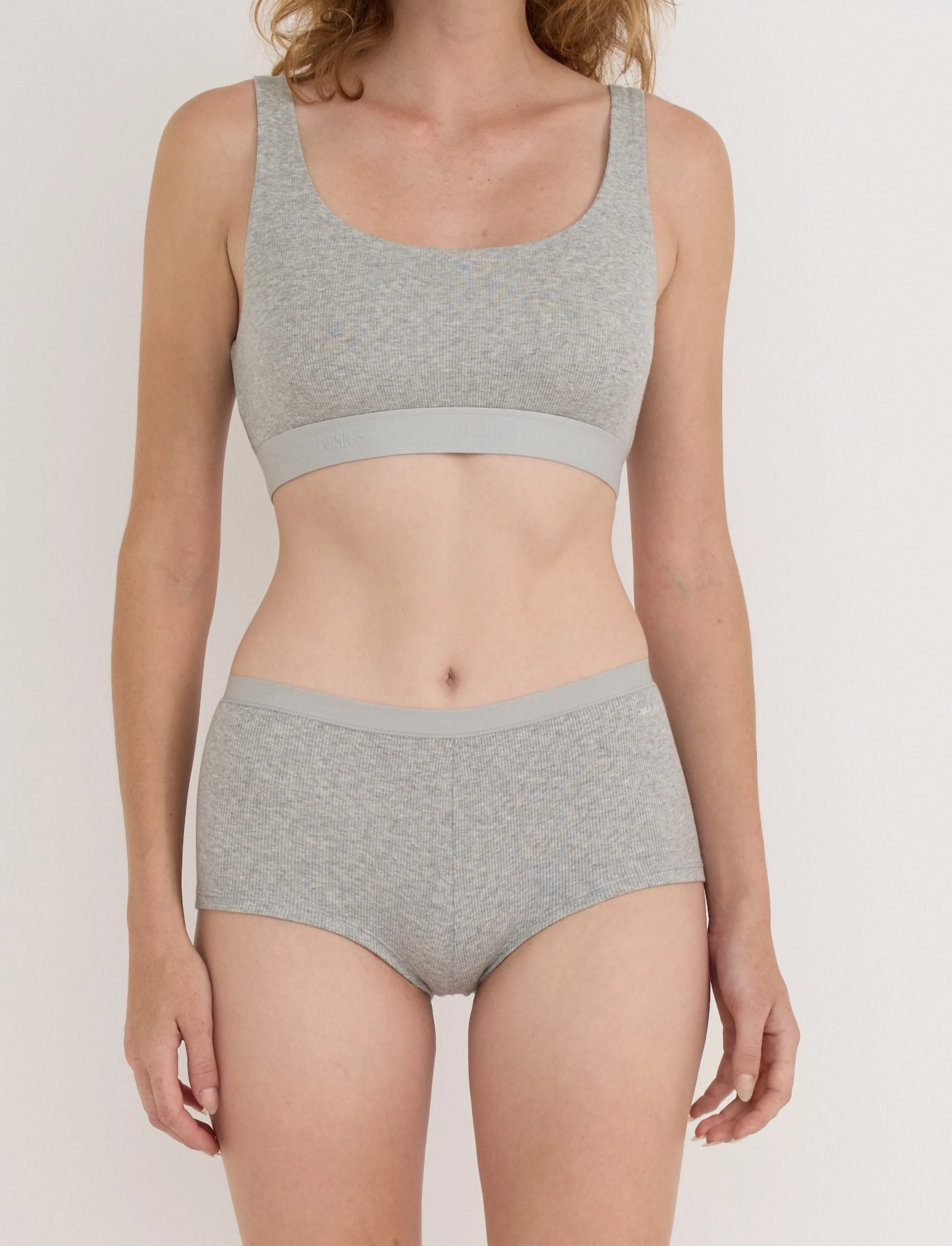 Organic Basics - Core Rib Tank Bralette - rinnahoidja-topid - grey melange - 0