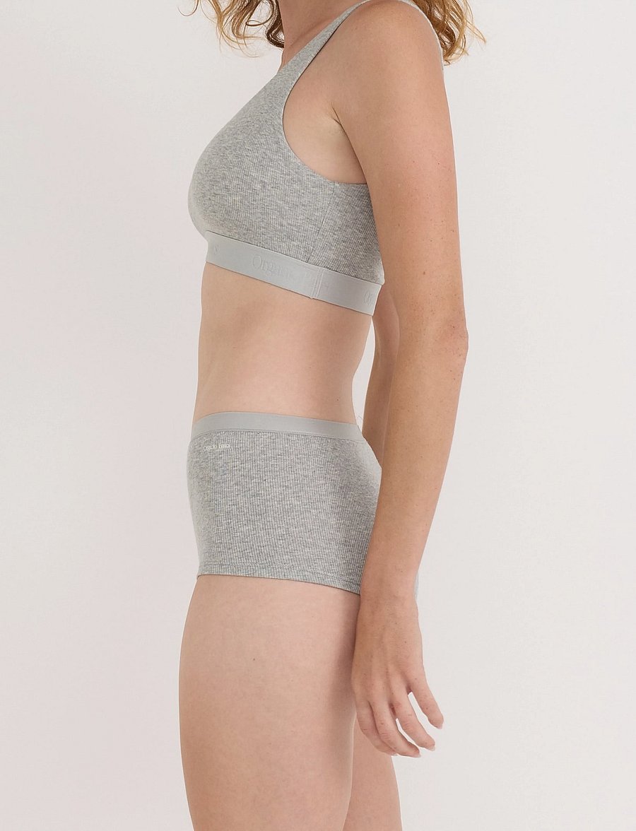 Organic Basics - Core Rib Tank Bralette - rinnahoidja-topid - grey melange - 3