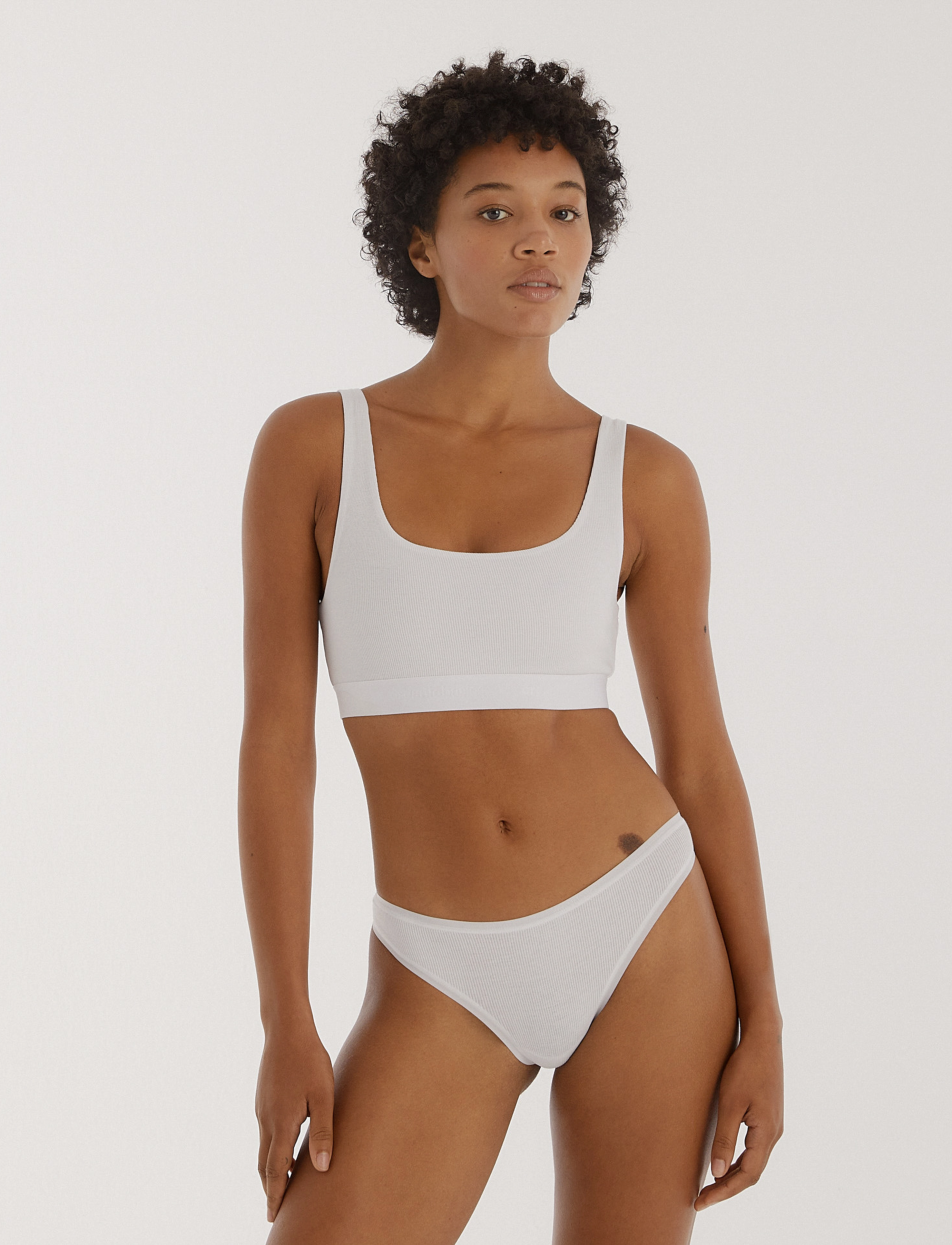 Organic Basics Core Rib Tank Bralette, Kvinder, Ribbet Tank Bralette, Hvid, Str: S