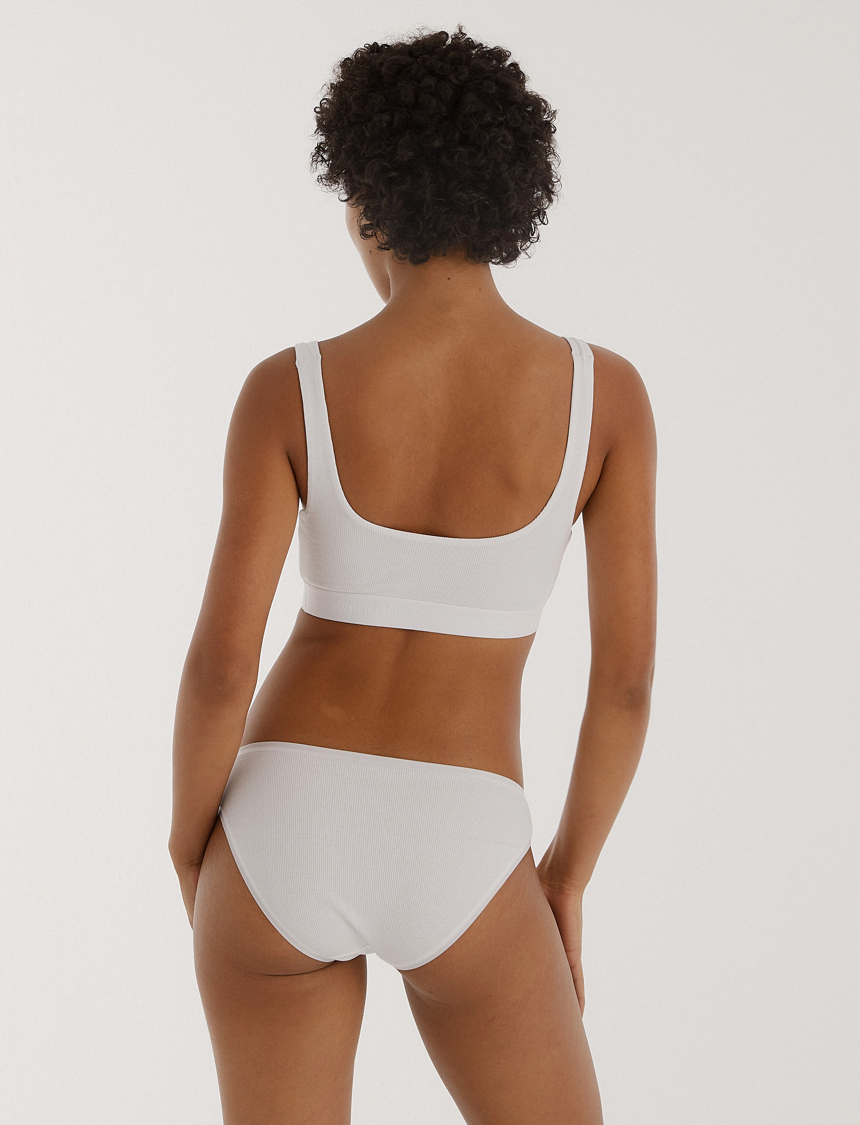 Organic Basics - Core Rib Tank Bralette - tank-top-bhs - white - 3