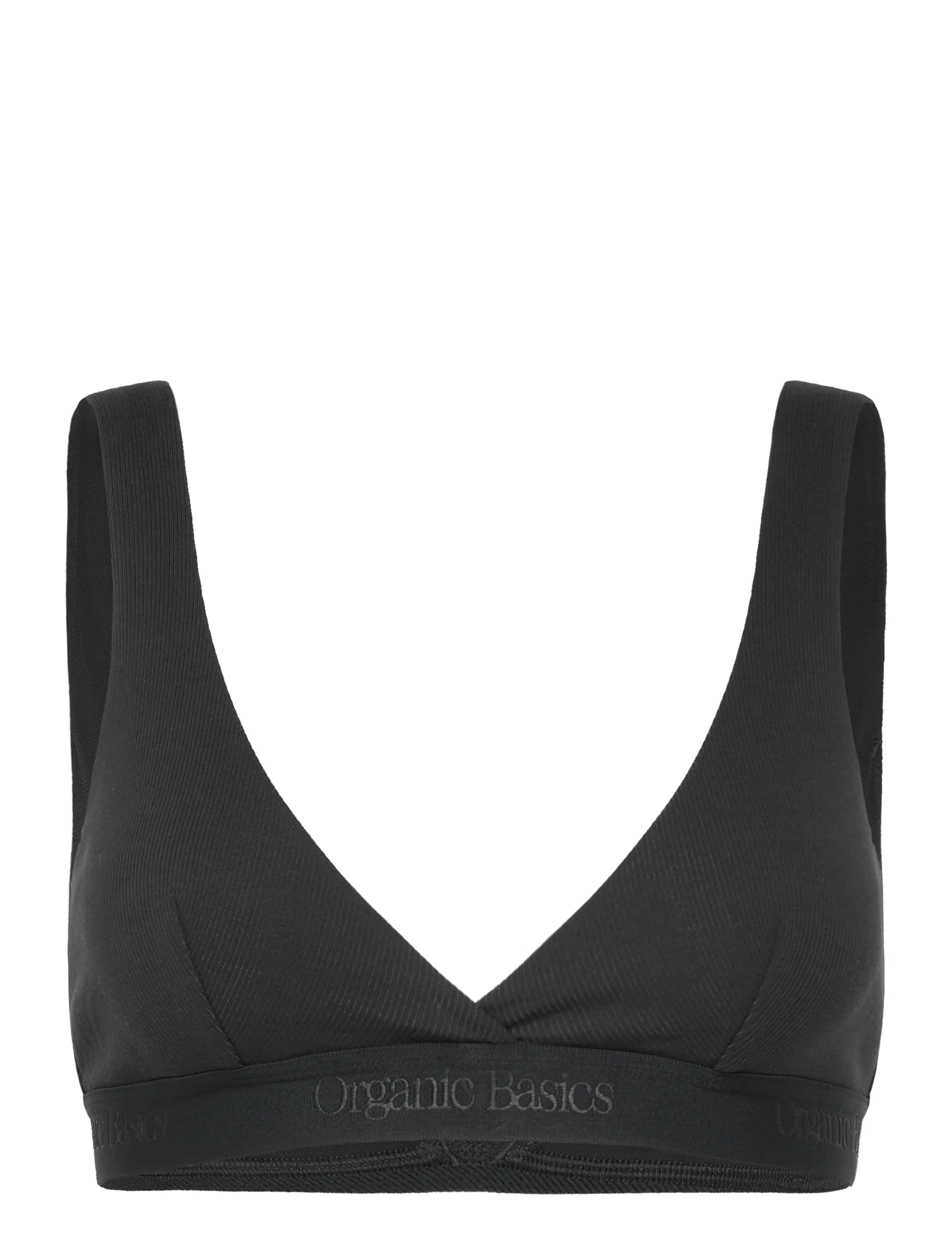 Organic Basics Core Rib Plunge Bralette - Underkläder - BLACK / black