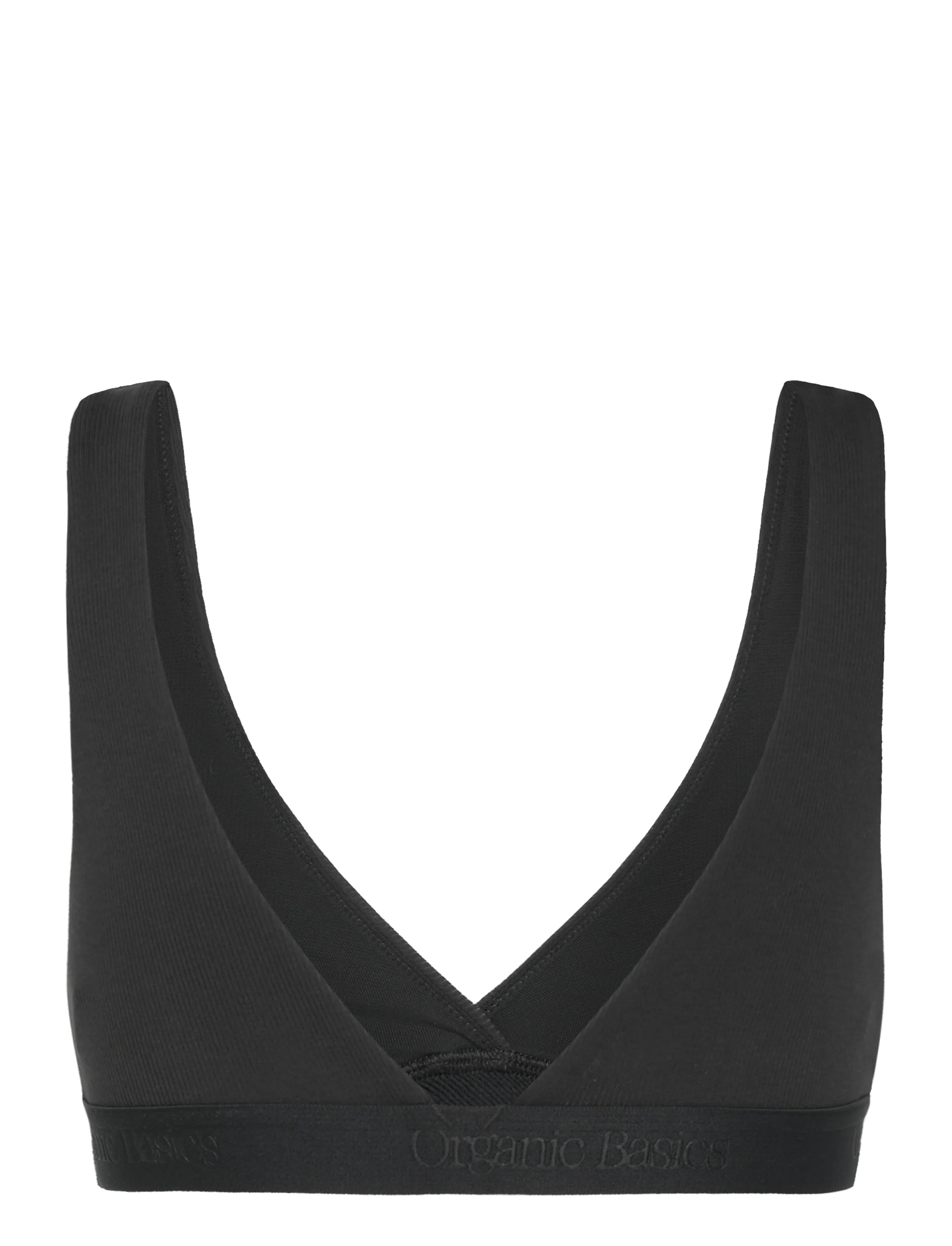 Organic Basics - Core Rib Plunge Bralette - bralette - black - 1
