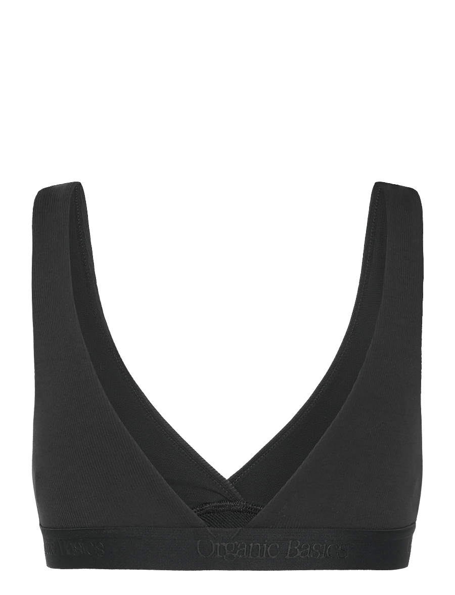 Organic Basics - Core Rib Plunge Bralette - bralette - black - 1