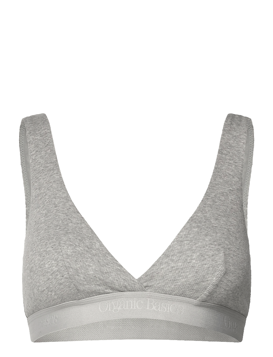 Organic Basics - Core Rib Plunge Bralette - bralette - grey melange - 0