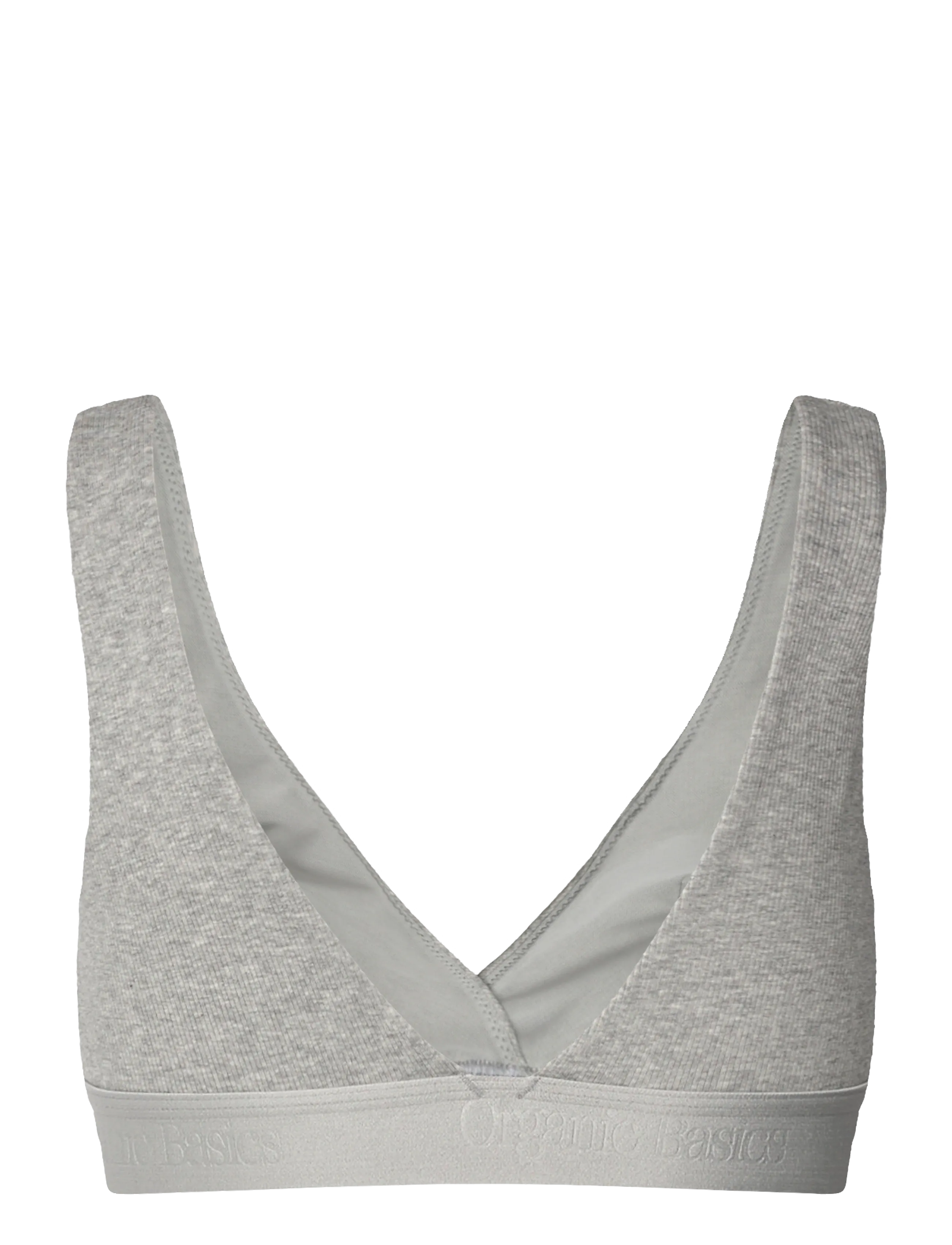 Organic Basics - Core Rib Plunge Bralette - bralette - grey melange - 1