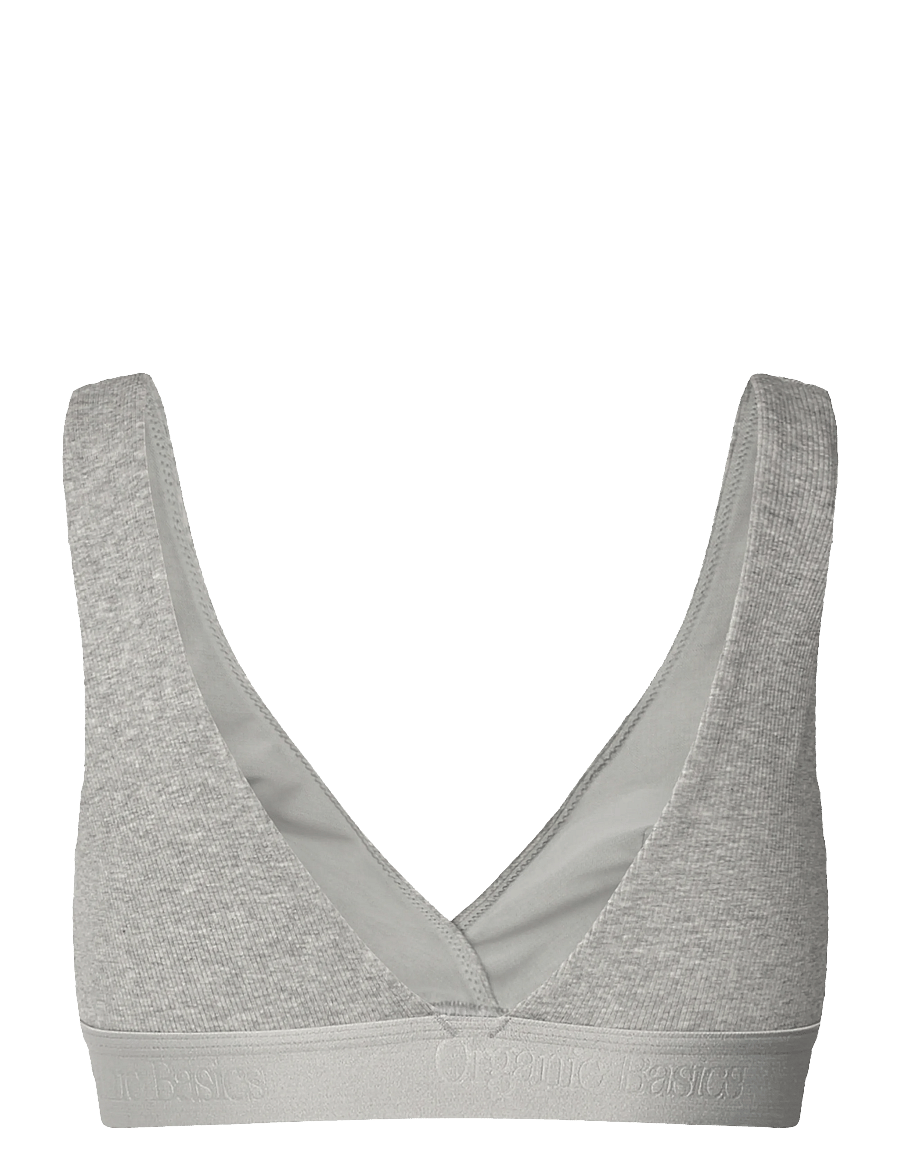 Organic Basics - Core Rib Plunge Bralette - bralette - grey melange - 1