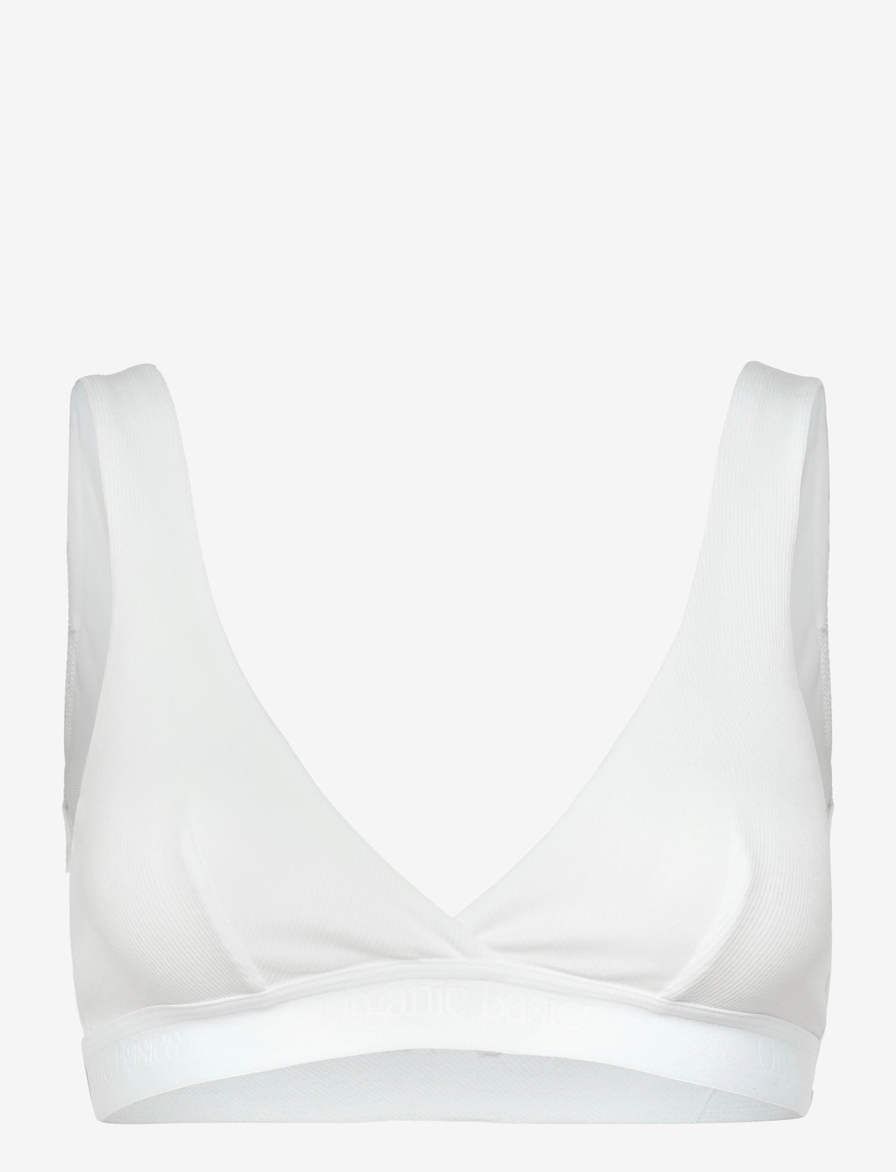 Organic Basics - Core Rib Plunge Bralette - bralette - white - 0