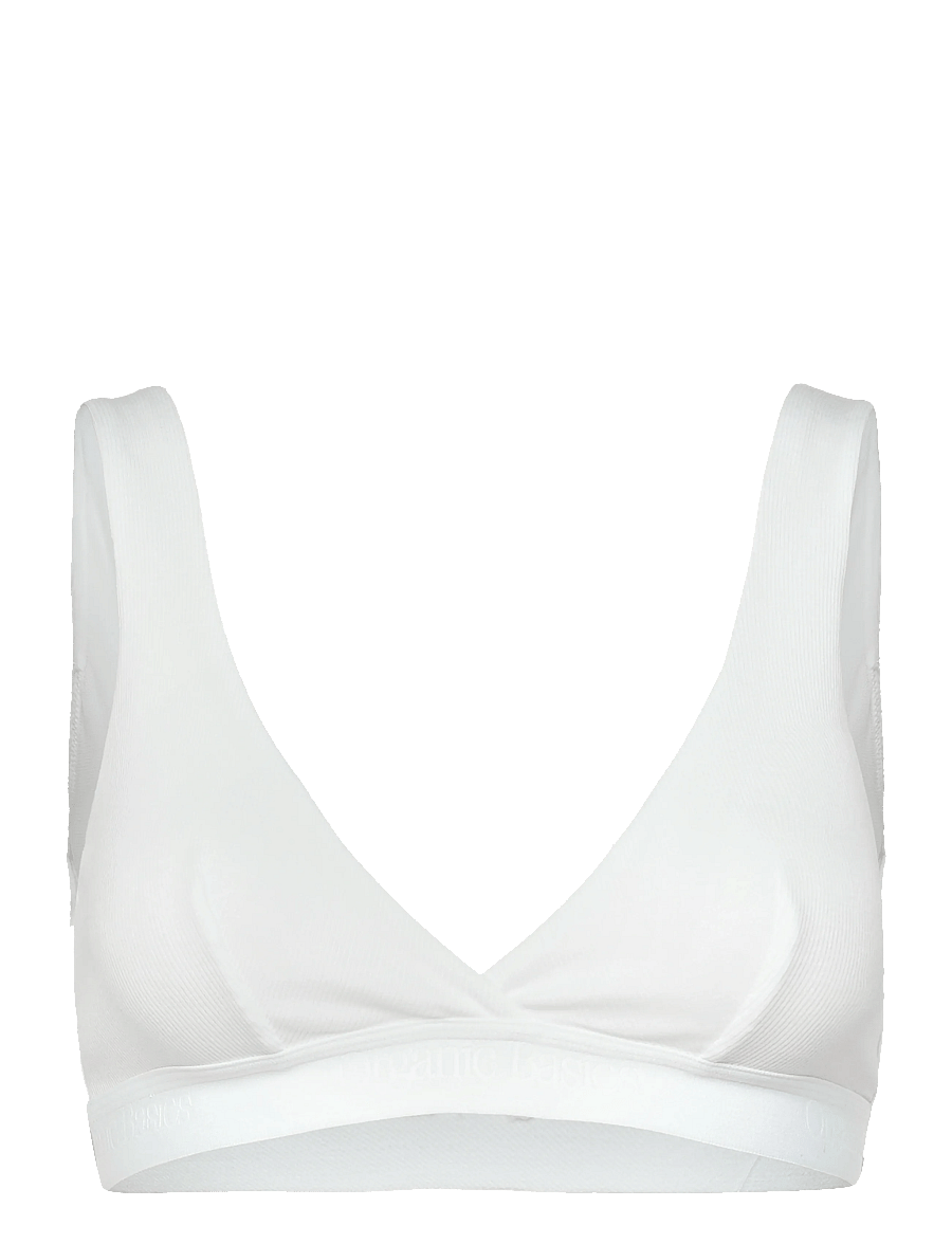 Organic Basics - Core Rib Plunge Bralette - bralette - white - 0