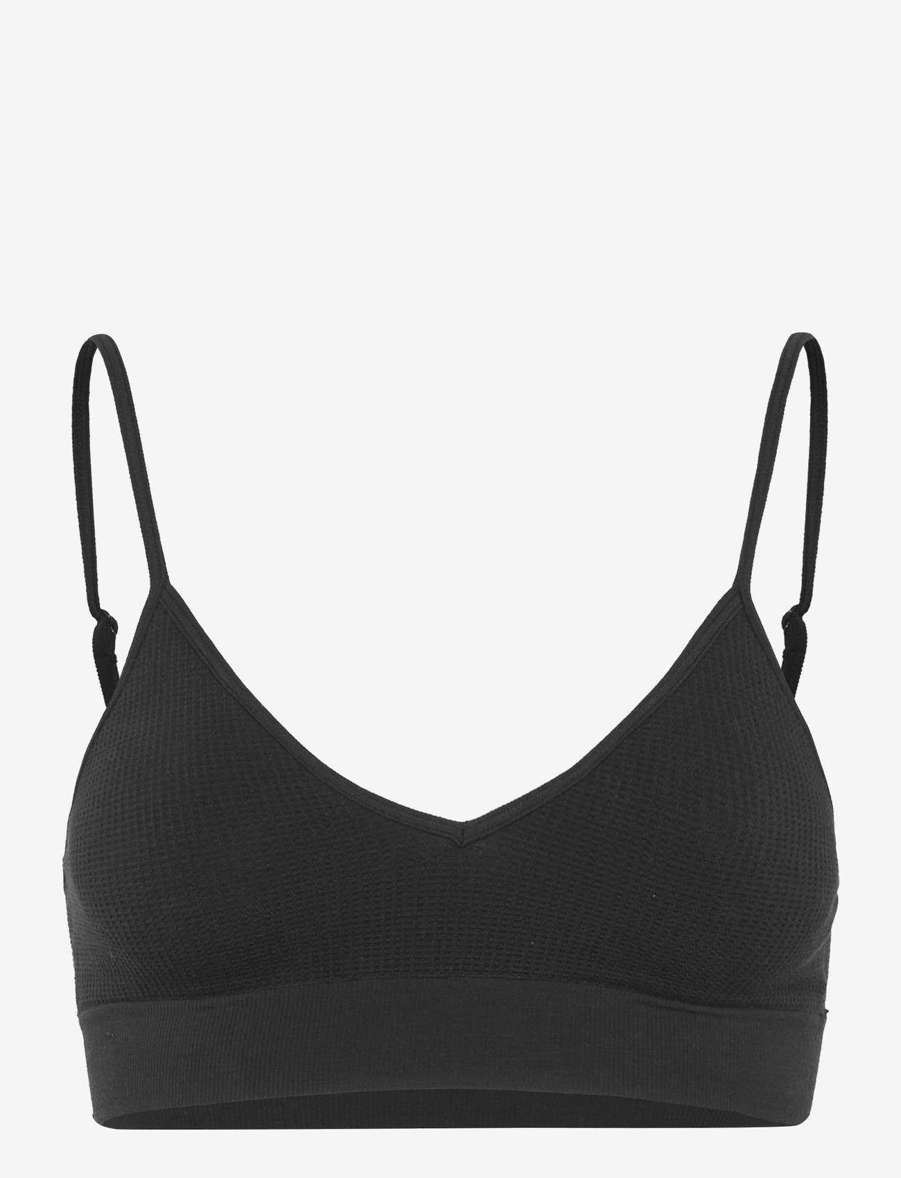 Organic Basics - Seamless Waffle Triangle Bralette - bralette - black - 0