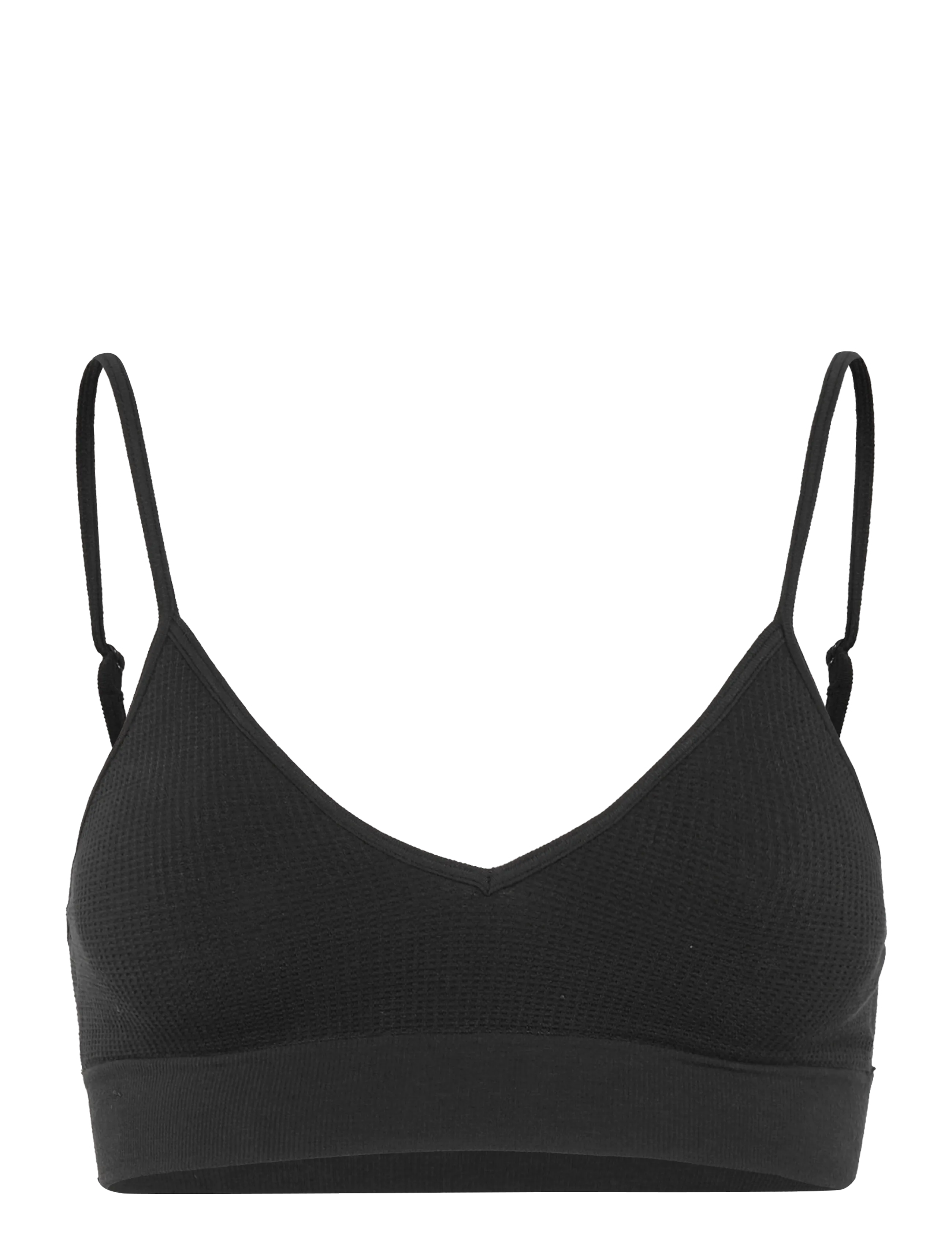 Organic Basics Seamless Waffle Triangle Bralette - Organic Basics - BLACK / black