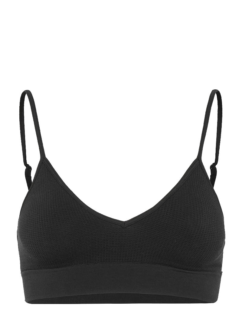 Organic Basics - Seamless Waffle Triangle Bralette - bralette - black - 0