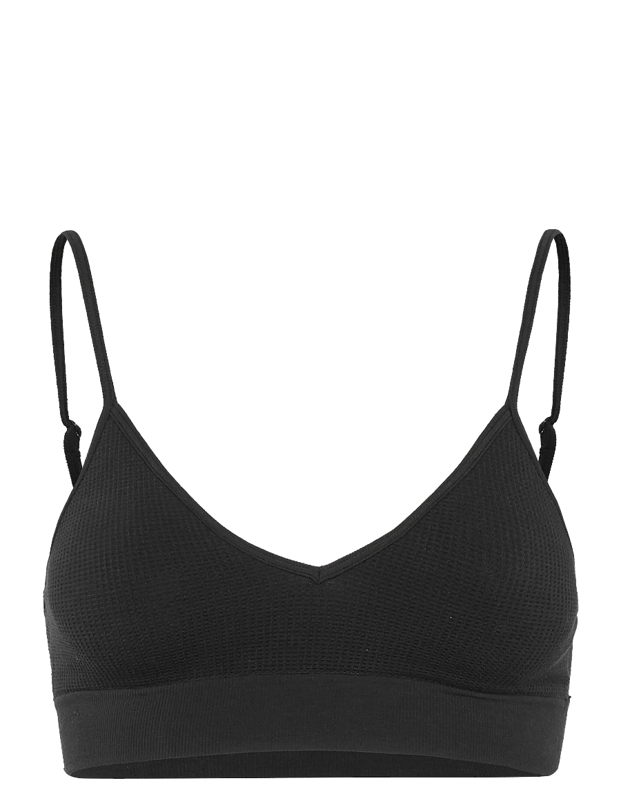 Organic Basics - Seamless Waffle Triangle Bralette - bralette - black - 0