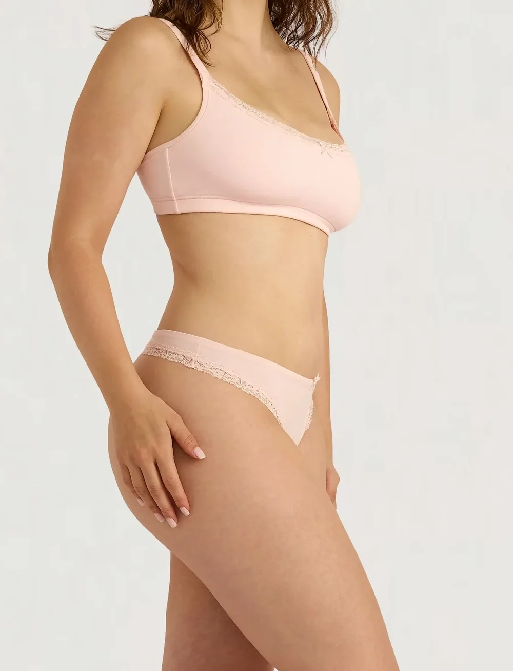 Organic Basics - Flex Lace Scoop Bralette - bralette - soft blush - 4