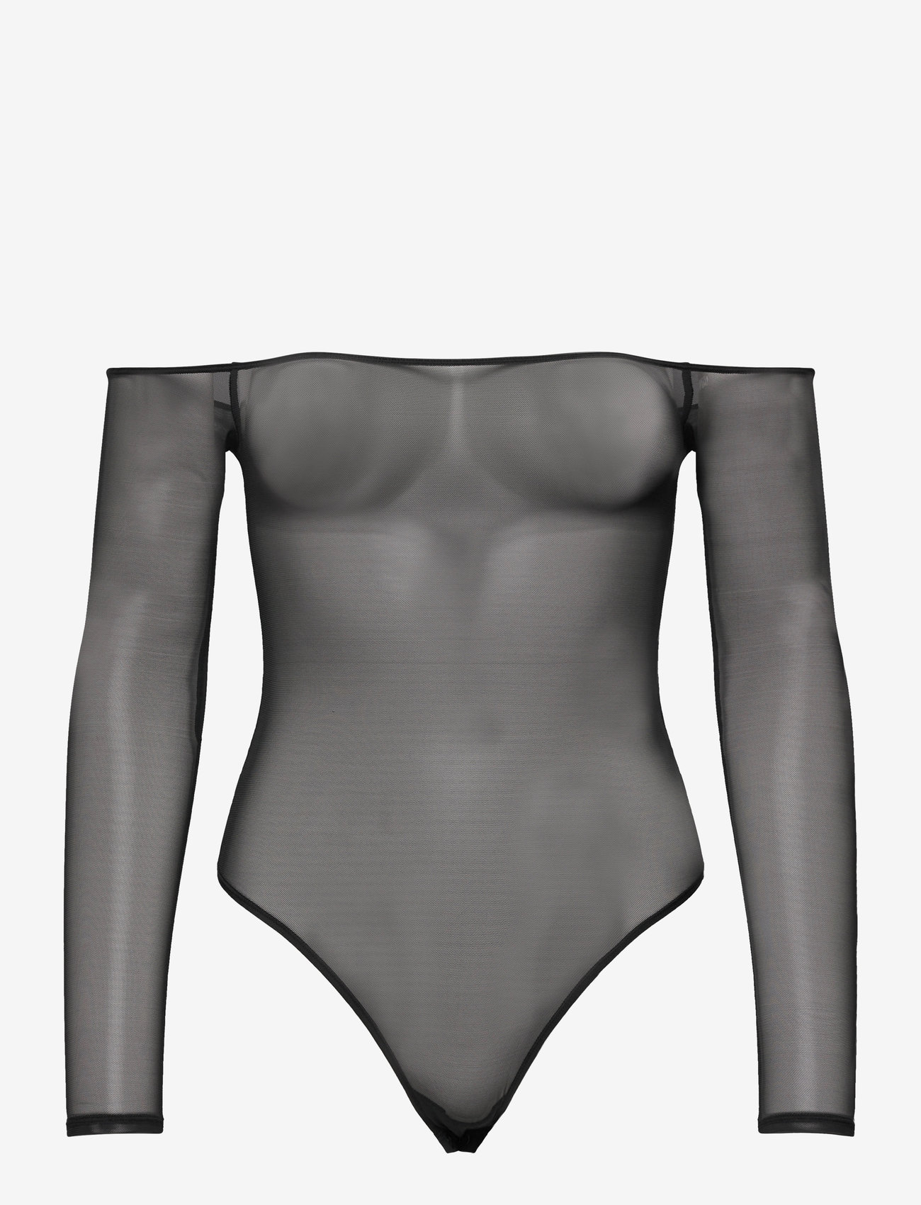 Organic Basics - Mesh Off-Shoulder Bodysuit - bodies & slips - black - 1
