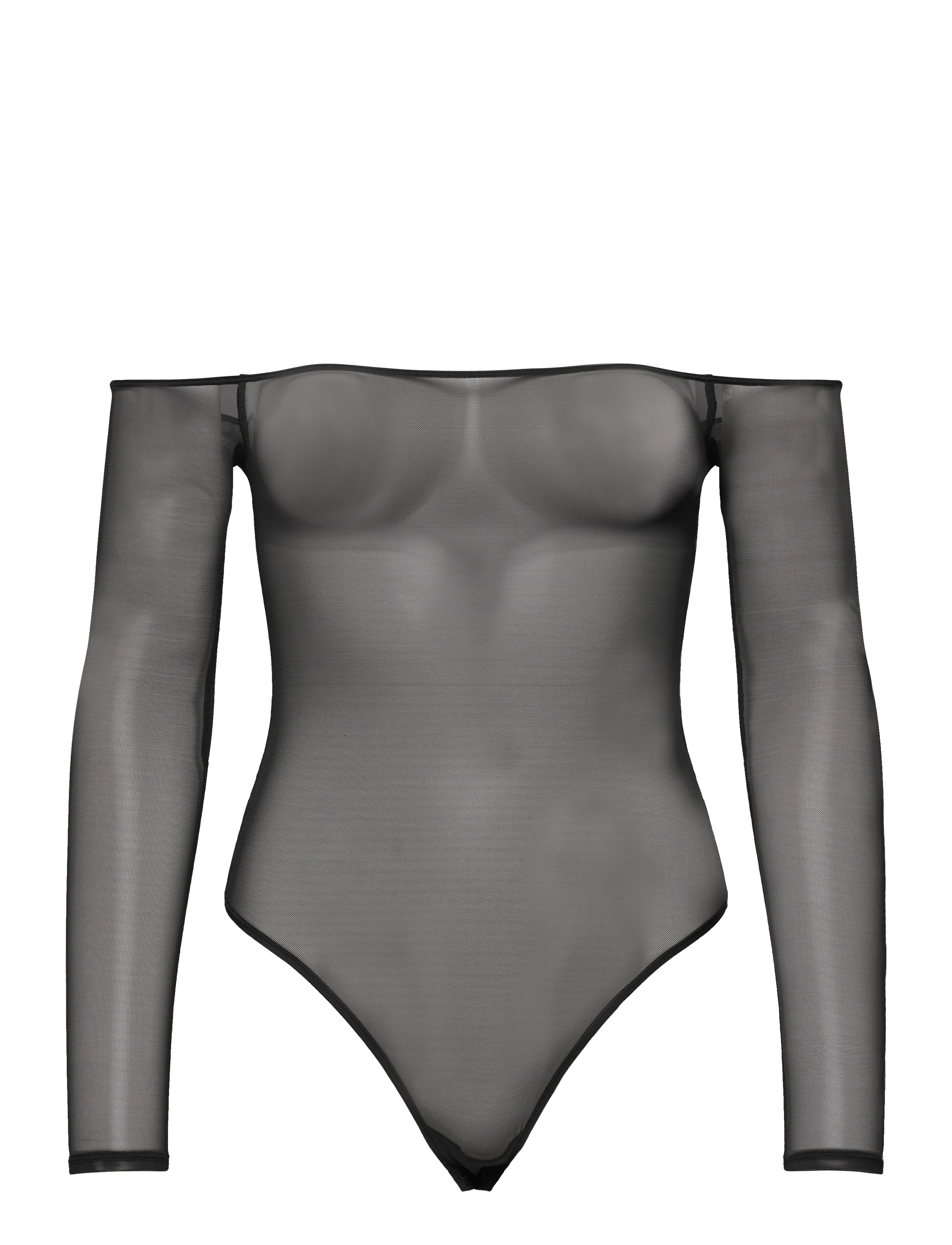Organic Basics Mesh Off-Shoulder Bodysuit - Glaustinukės ir apatinukai - BLACK / black