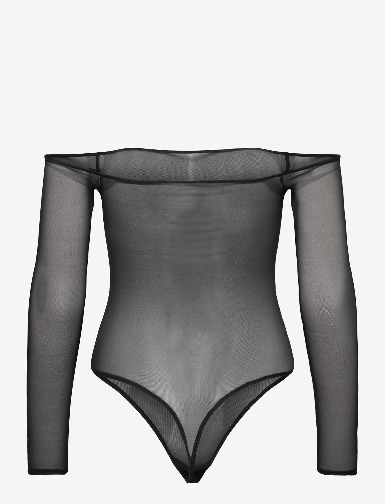 Organic Basics - Mesh Off-Shoulder Bodysuit - bodies & slips - black - 2