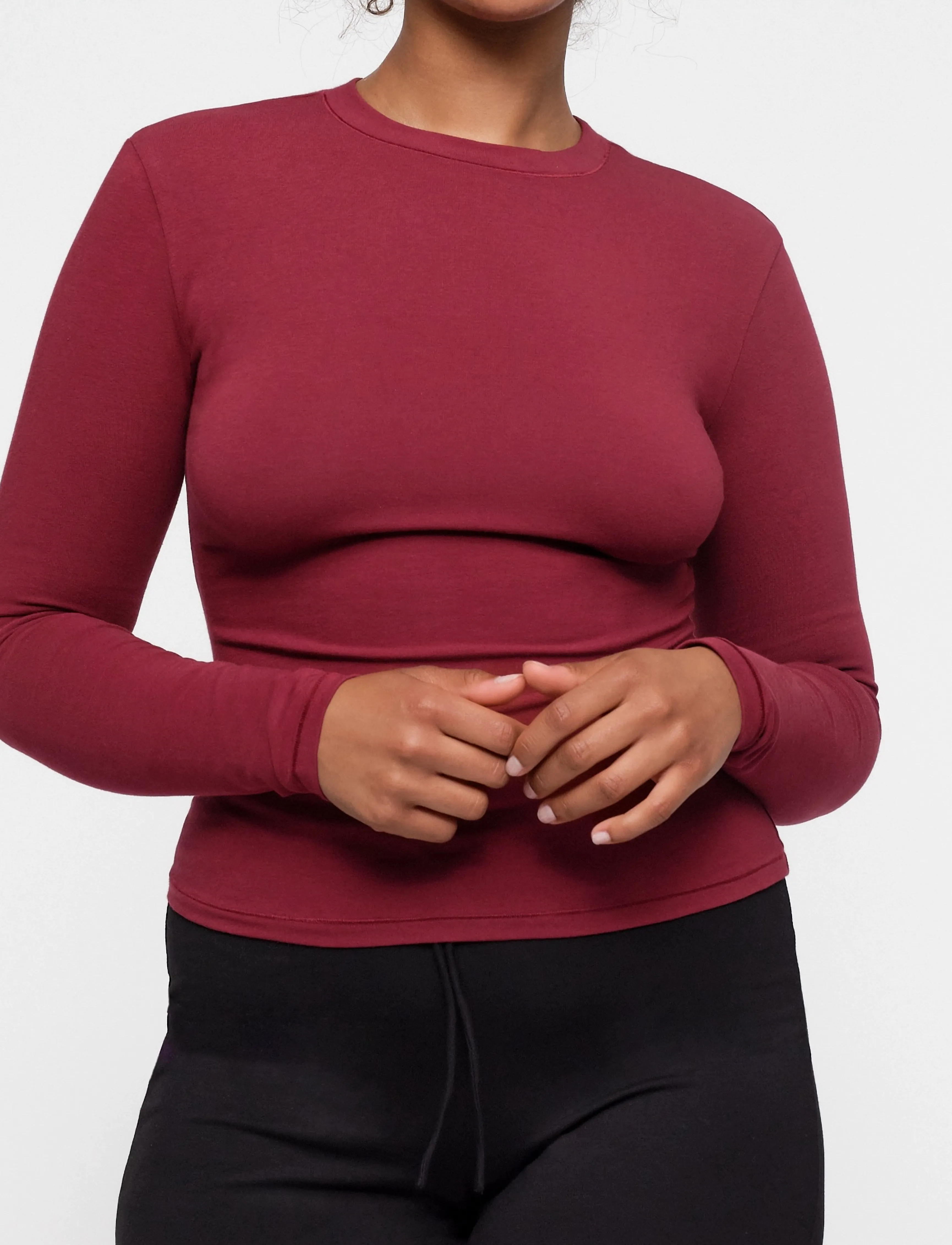 Organic Basics Flex Long Sleeve Tee - Organic Basics - CRANBERRY / burgundy
