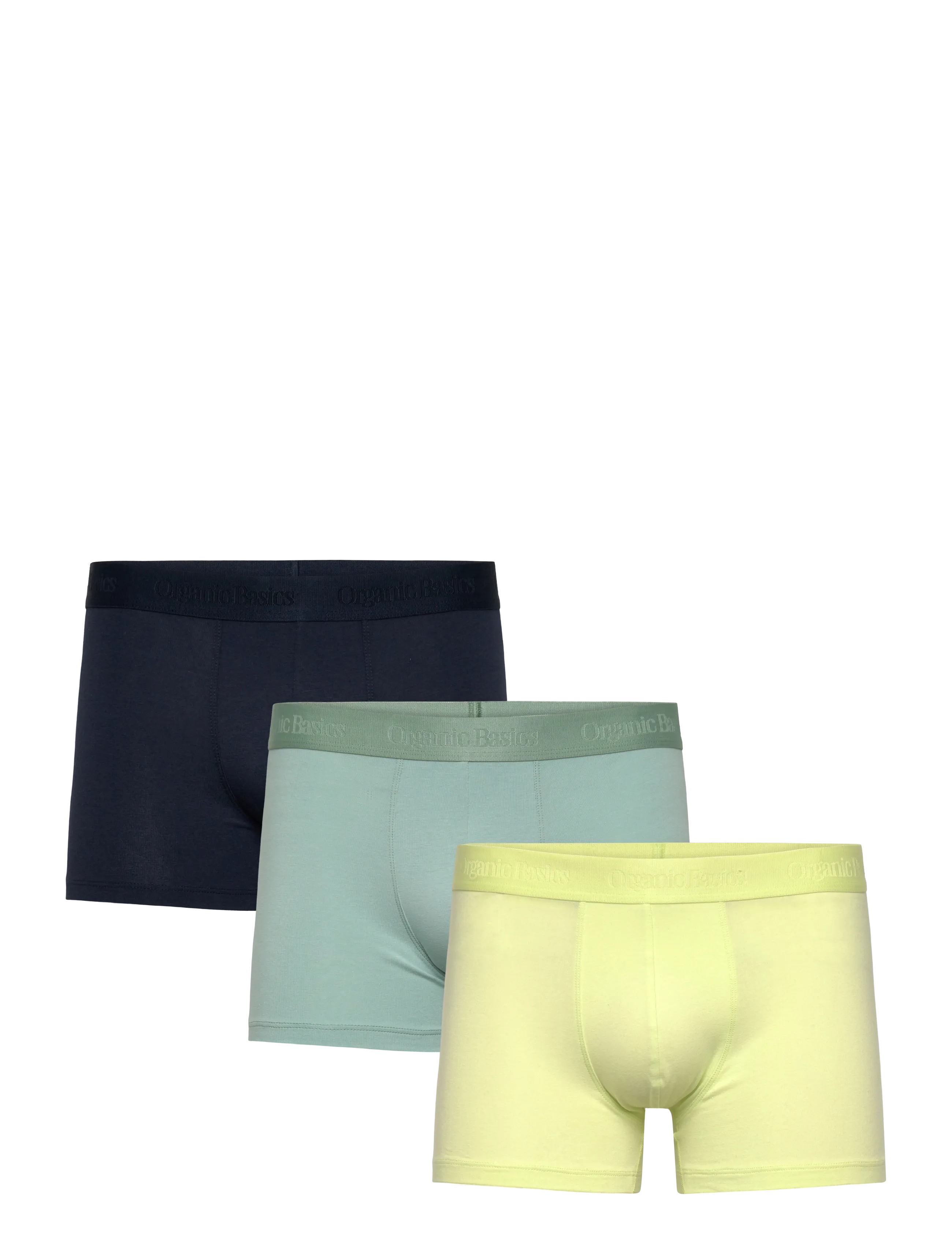Organic Basics Core Trunks 3-Pack - Undertøj - POWDER GREEN / ELDERFLOWER GREEN / DEEP NAVY / multi