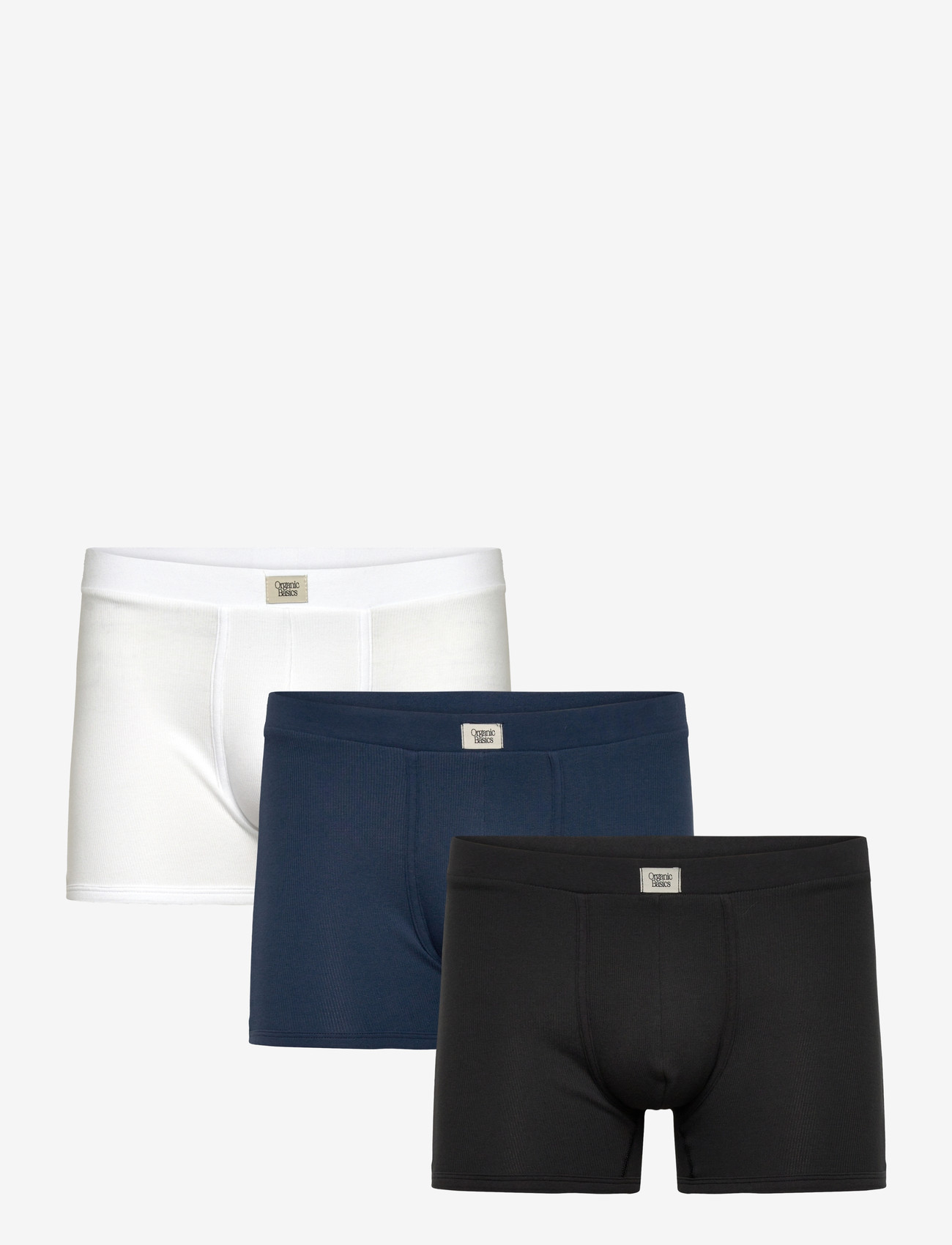 Organic Basics - Core Icon Rib Trunks 3-Pack - madalaimad hinnad - black / white / midnight blue - 0