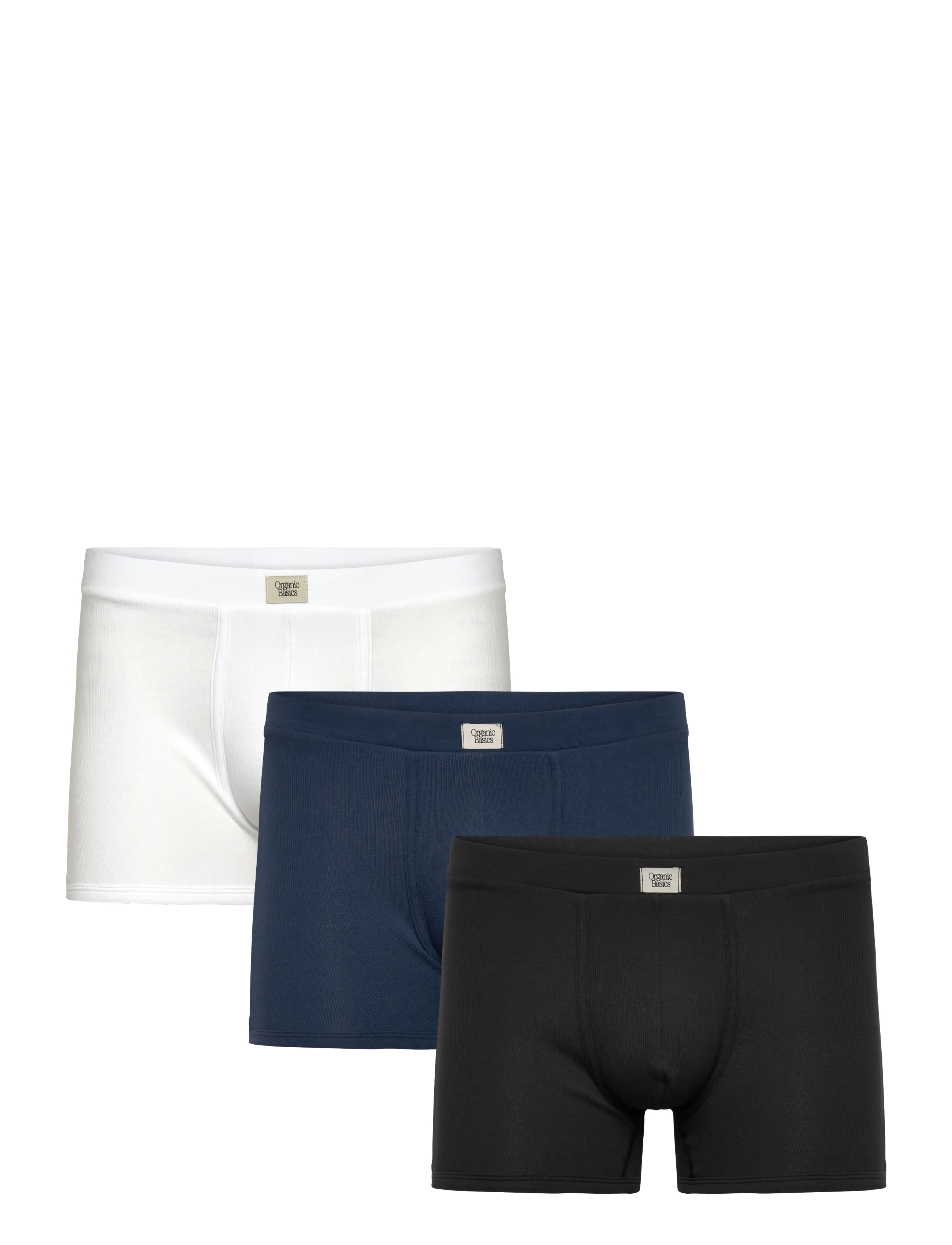 Organic Basics Core Icon Rib Trunks 3-Pack - Undertøj - BLACK / WHITE / MIDNIGHT BLUE / multi
