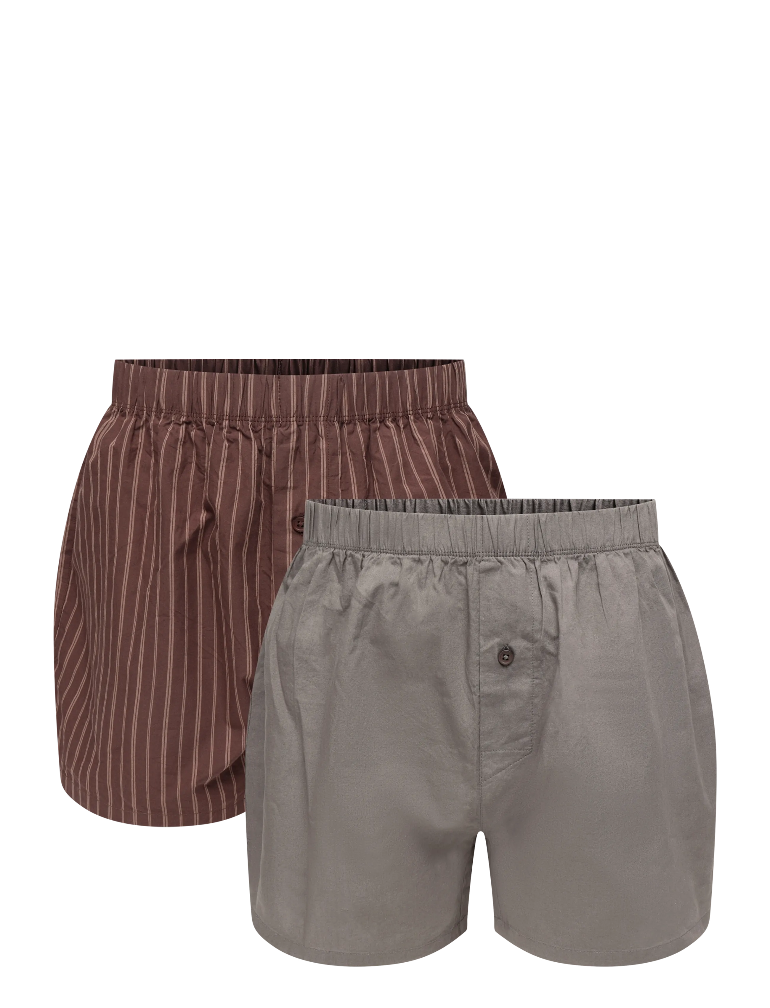 Organic Basics Core Icon Boxer Shorts 2-pack - Unterwäsche - TRUFFLE STRIPE / PAVEMENT / brown