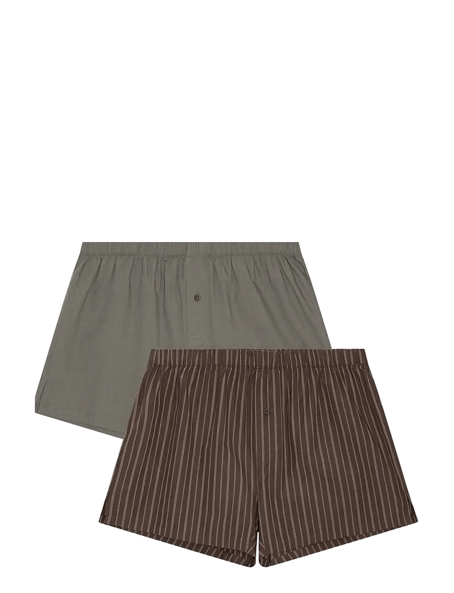 Organic Basics - Core Icon Boxer Shorts 2-pack - multipack kalsonger - truffle stripe / pavement - 0