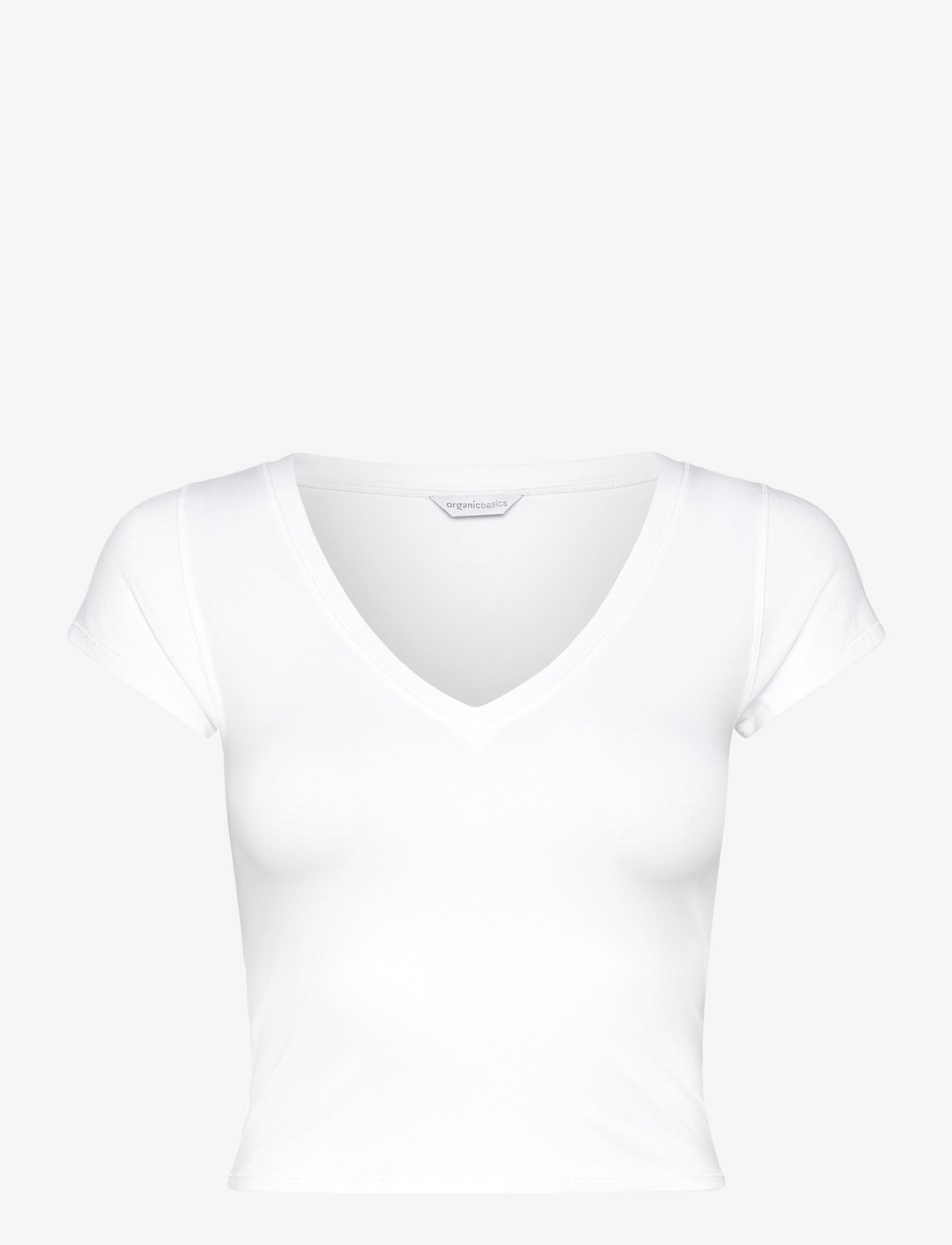 Organic Basics - Core V Baby Tee - najniższe ceny - white - 0