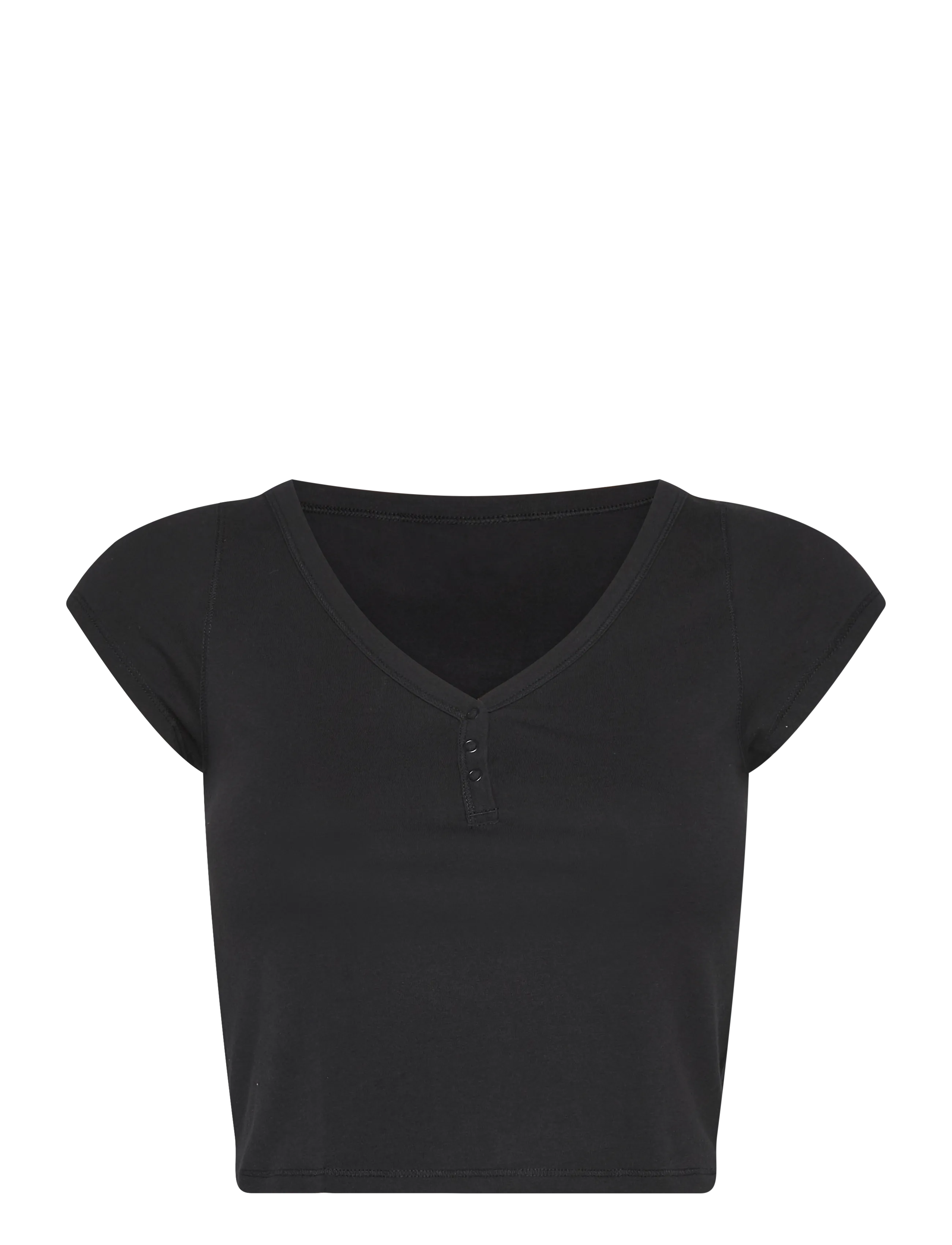Organic Basics Core Sport Henley V Tee - Organic Basics - BLACK / black