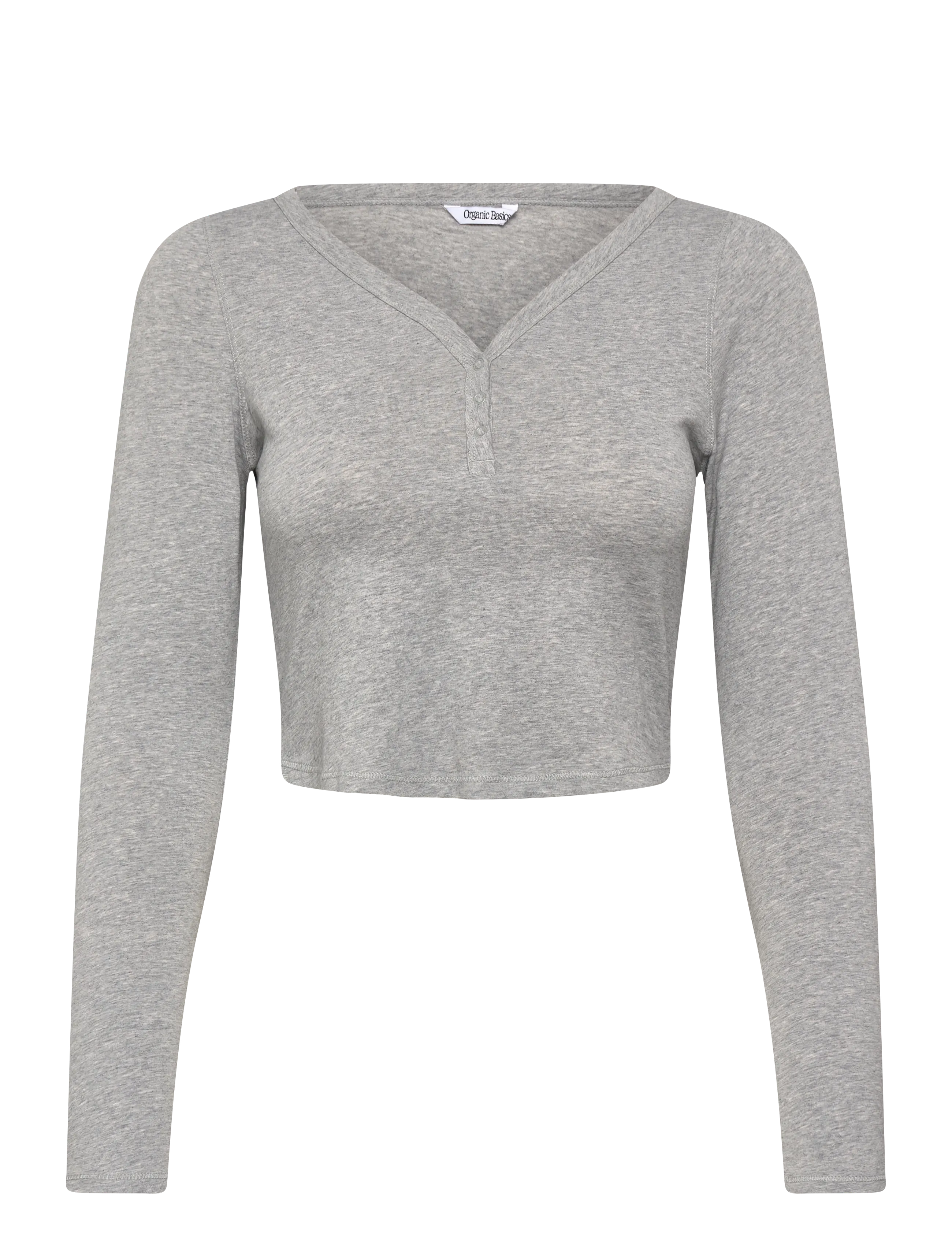Organic Basics Core Sport Henley Long-Sleeve Tee - Toppar - GREY MELANGE / grey