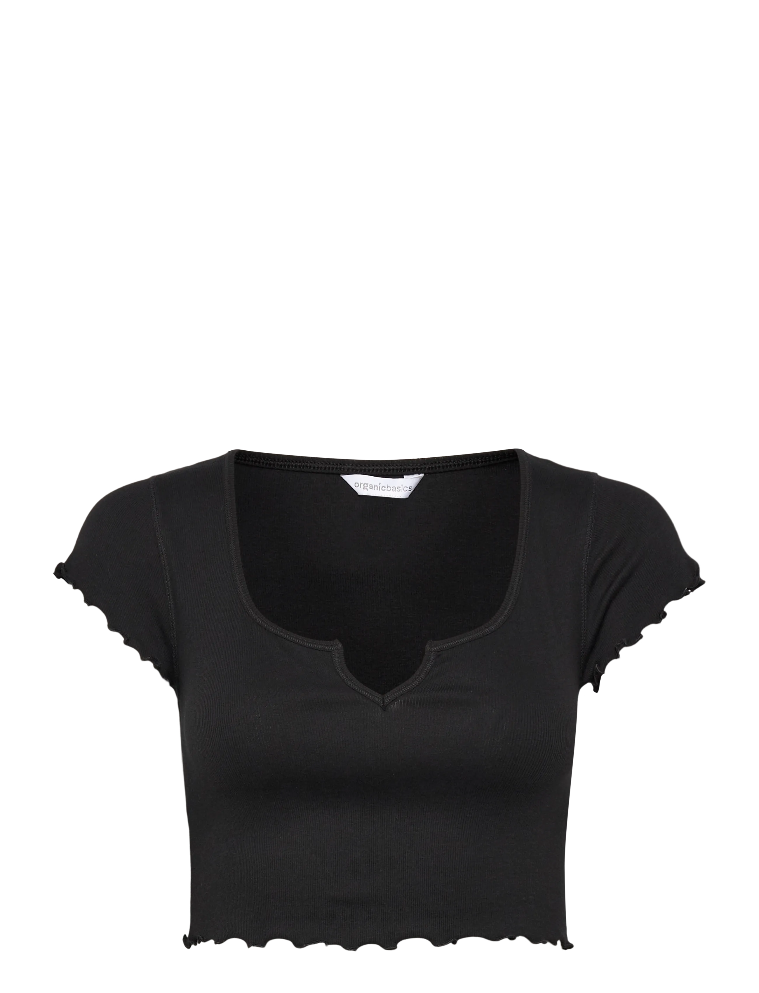 ORGANIC BASICS Core Extend Rib Dip Baby Tee Schwarz - XXS - Damen
