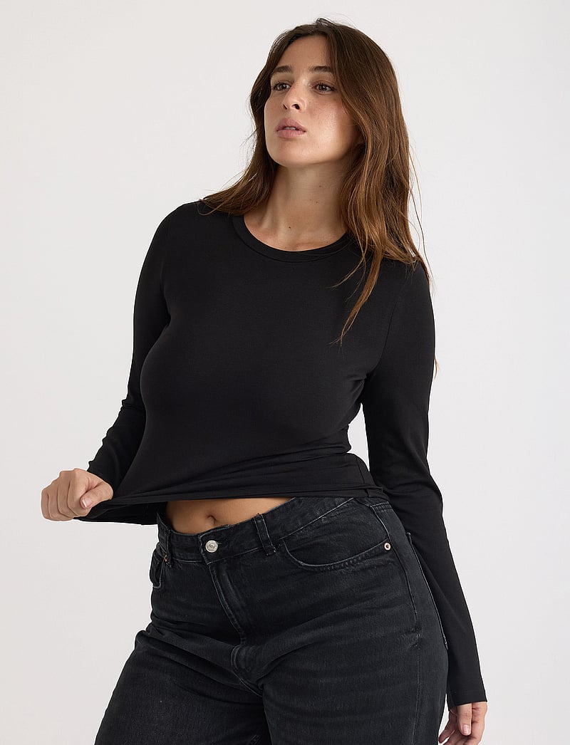 Organic Basics - Everyday Regular Long Sleeve Tee - nattøj & hyggetøj - black - 3