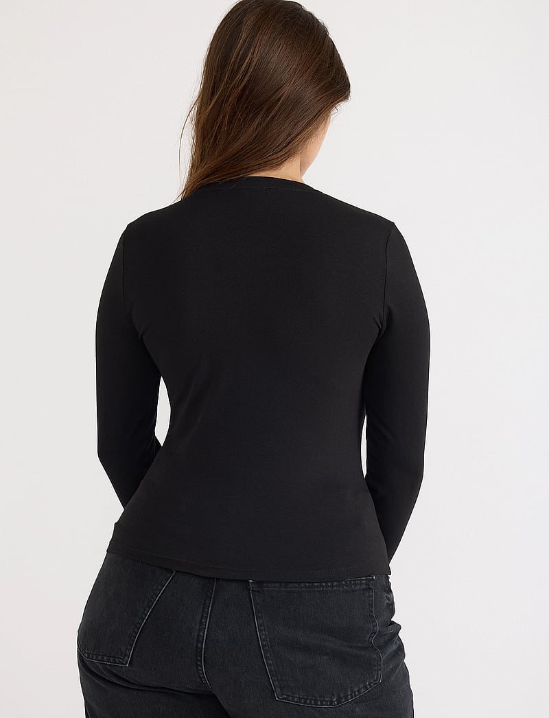 Organic Basics - Everyday Regular Long Sleeve Tee - nattøj & hyggetøj - black - 4