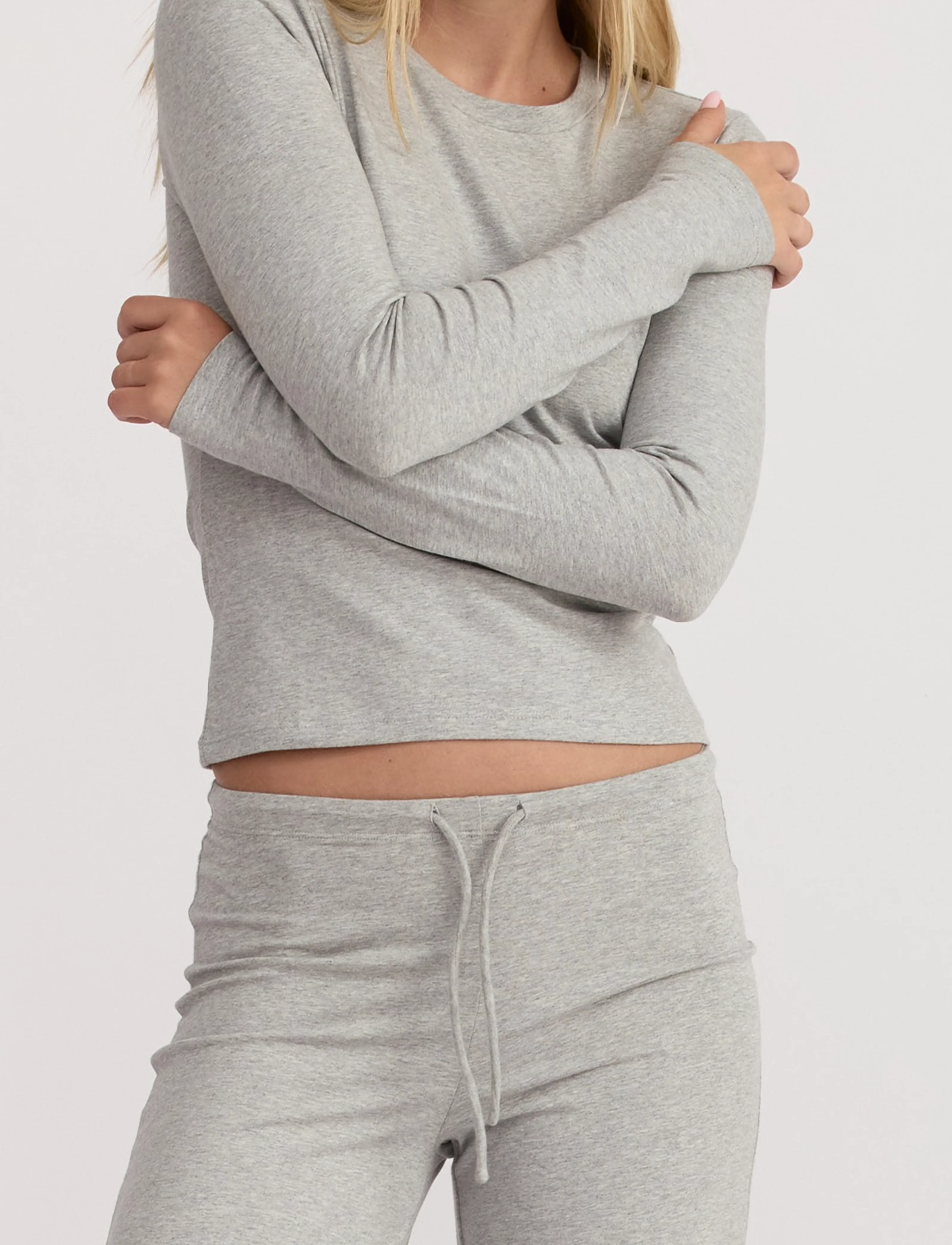 Organic Basics - Everyday Regular Long Sleeve Tee - oberteile - grey melange - 0