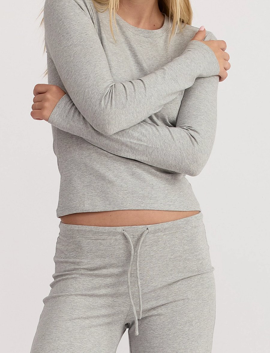 Organic Basics - Everyday Regular Long Sleeve Tee - oberteile - grey melange - 0