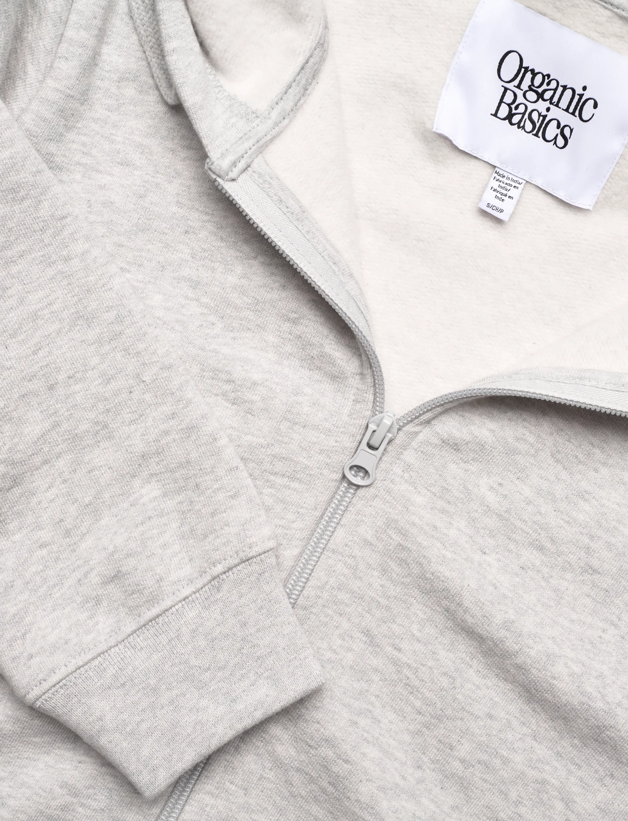 Organic Basics - Weekend Crop Zip Hoodie - hættetrøjer - misty grey melange - 2