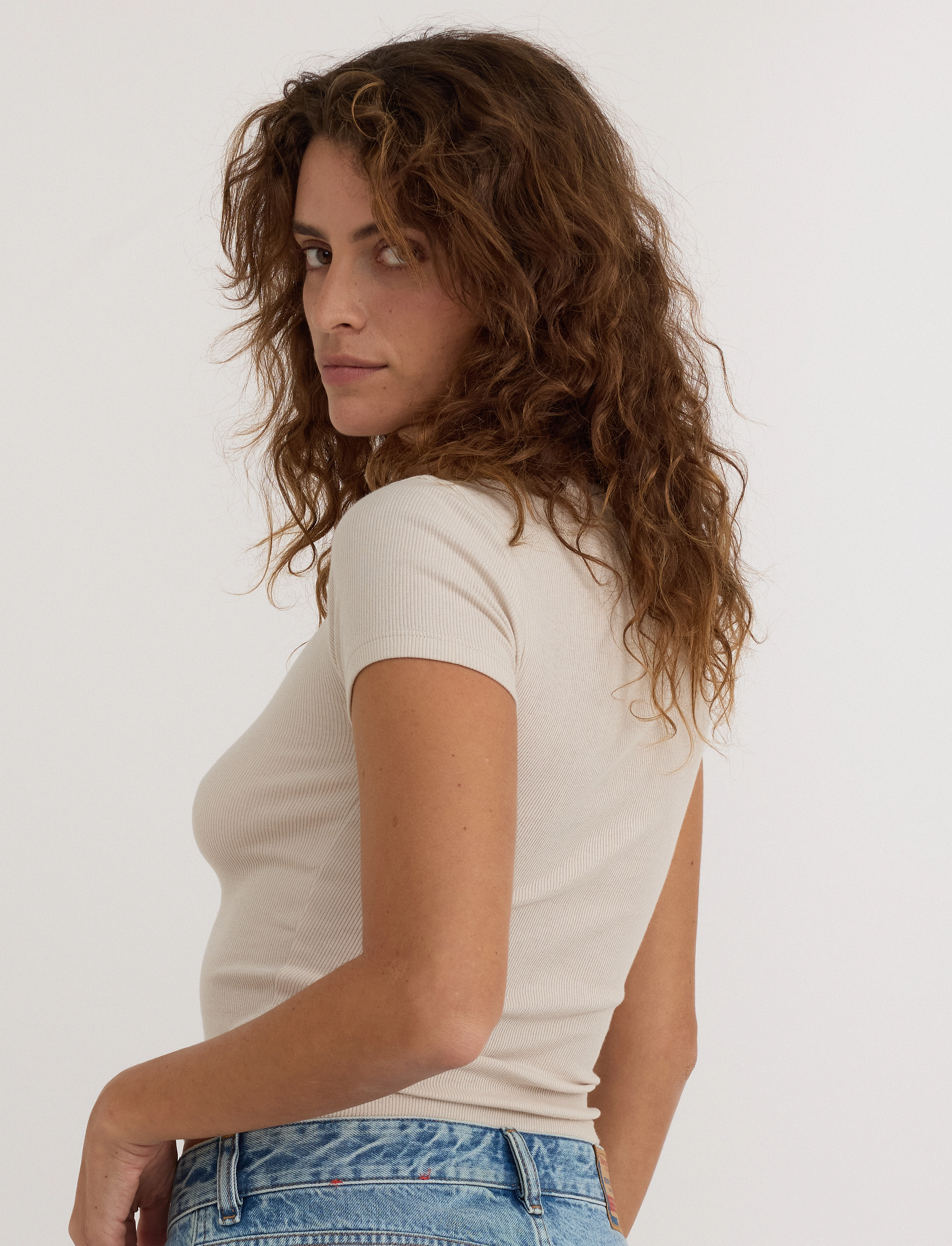 Organic Basics - Core Rib Tee - sandstone - 3