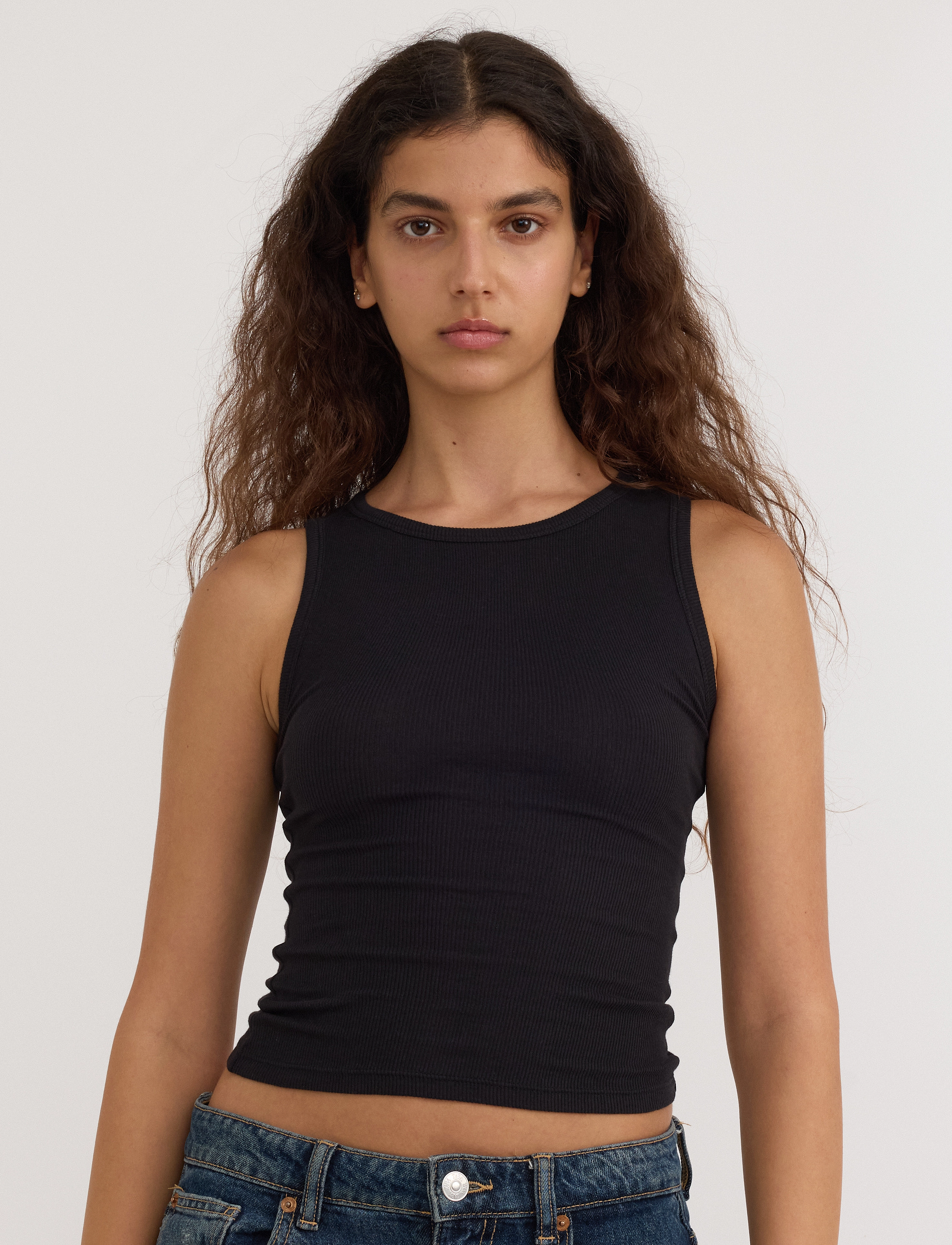 Organic Basics - Core Rib Tank Top - linnen - black - 4