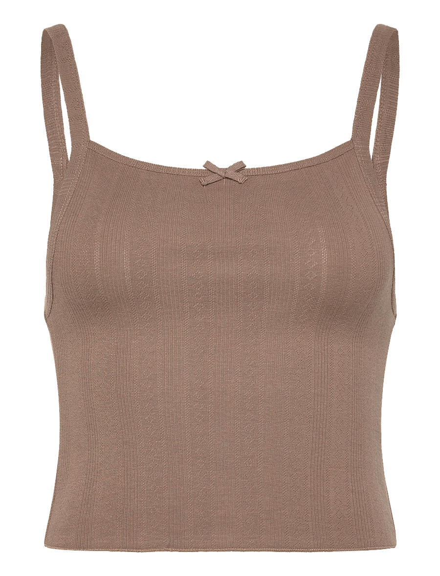 Organic Basics - Pointelle Top - toppar - clay - 0