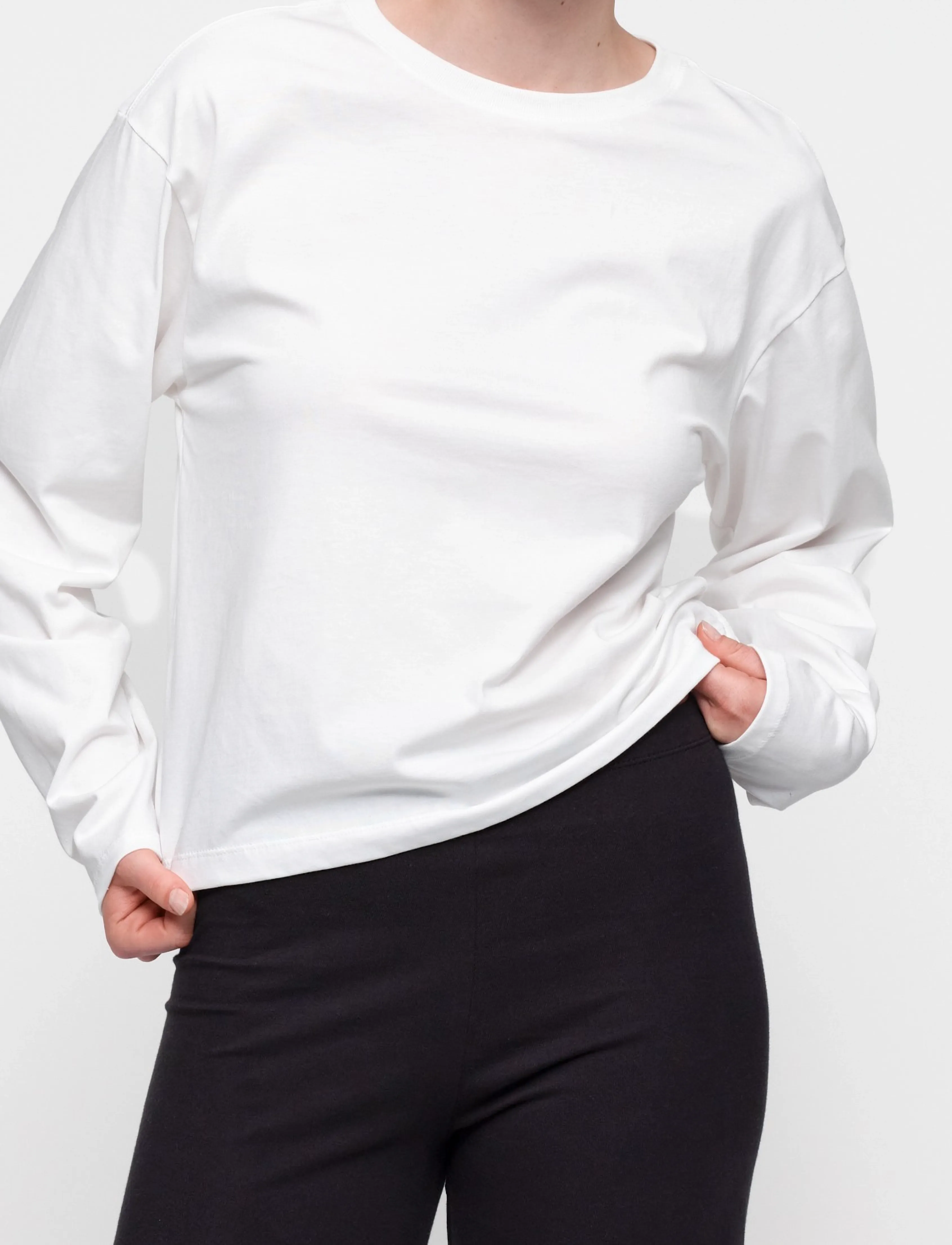 Organic Basics True Heavy Long Sleeve Tee - Langärmlige Tops - WHITE / white