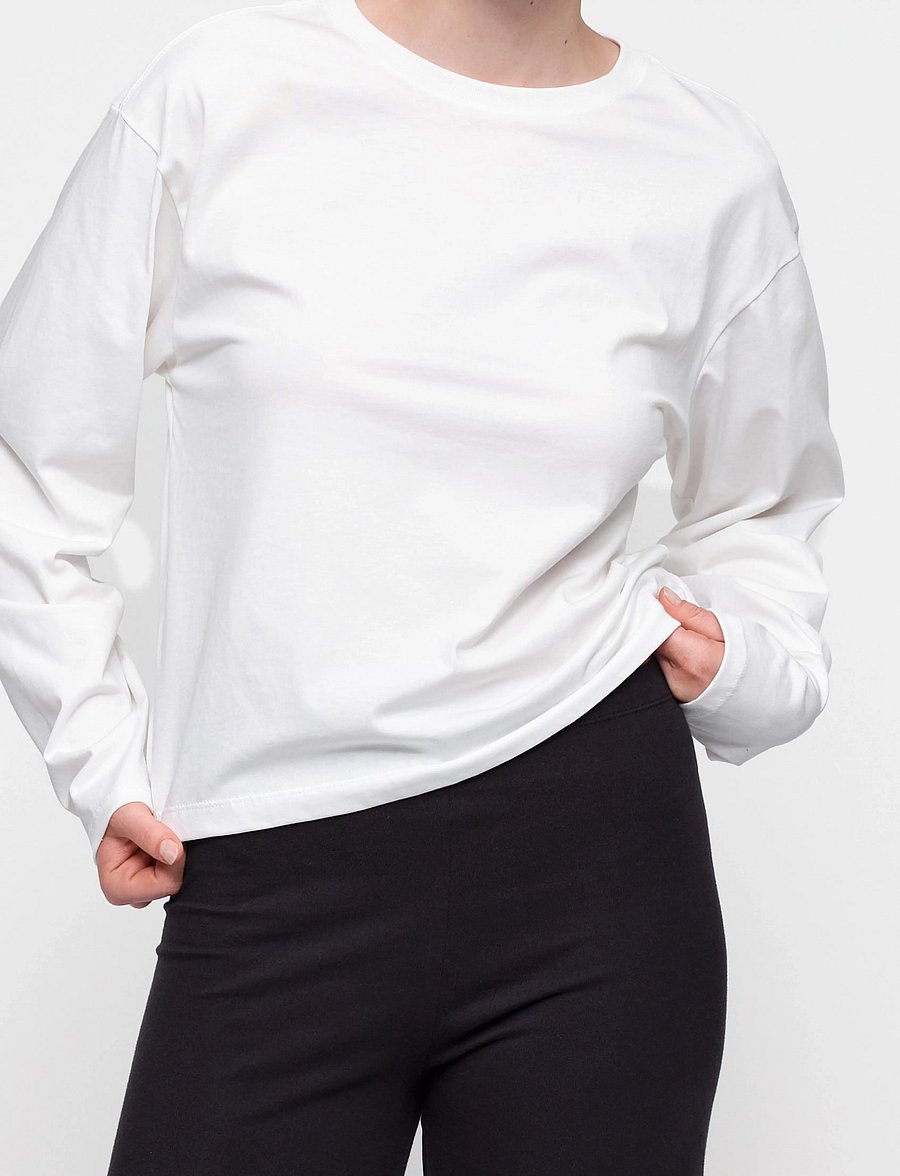 Organic Basics - True Heavy Long Sleeve Tee - langärmlige tops - white - 0