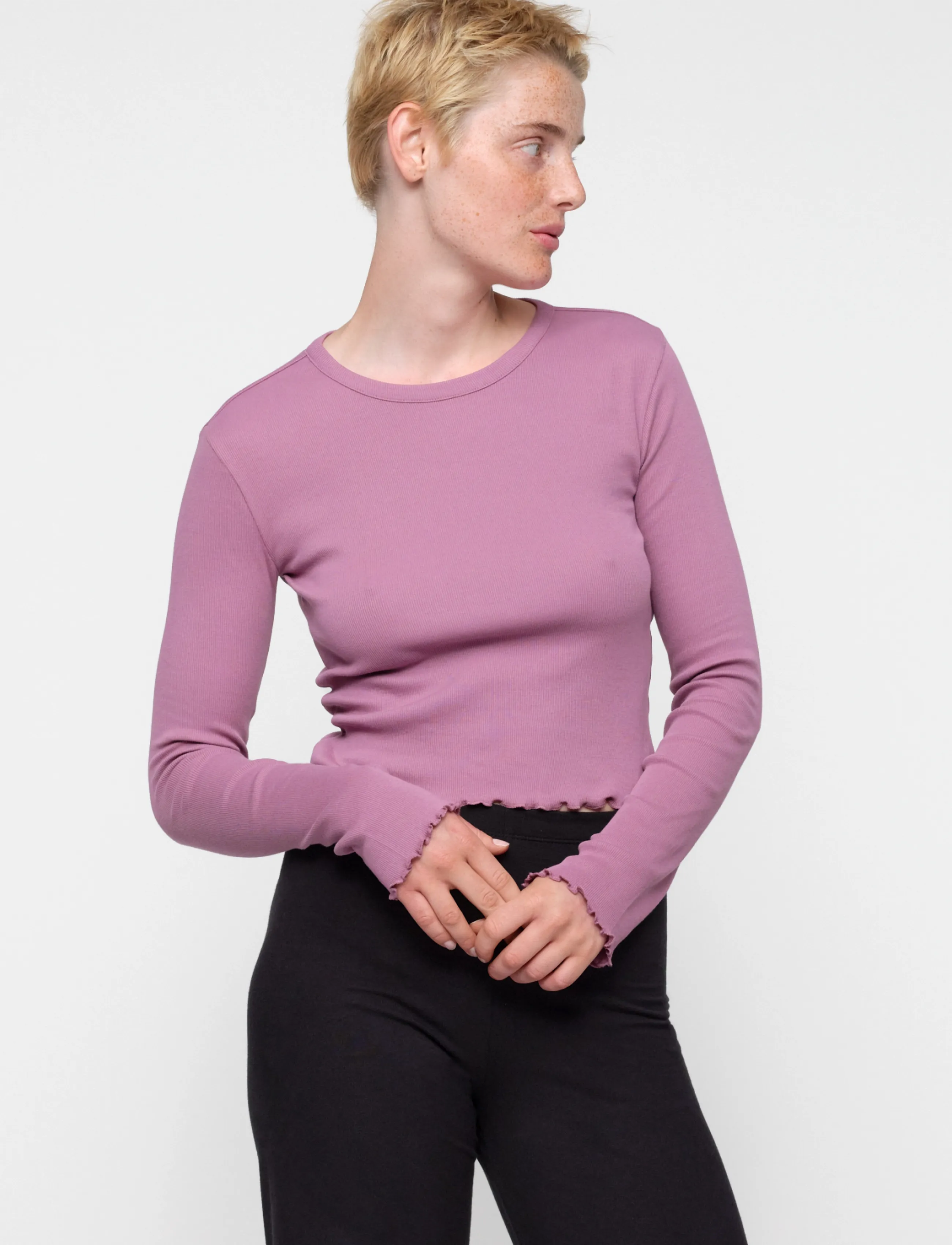 Organic Basics Core Rib Long Sleeve - Organic Basics - SUGAR PLUM / purple