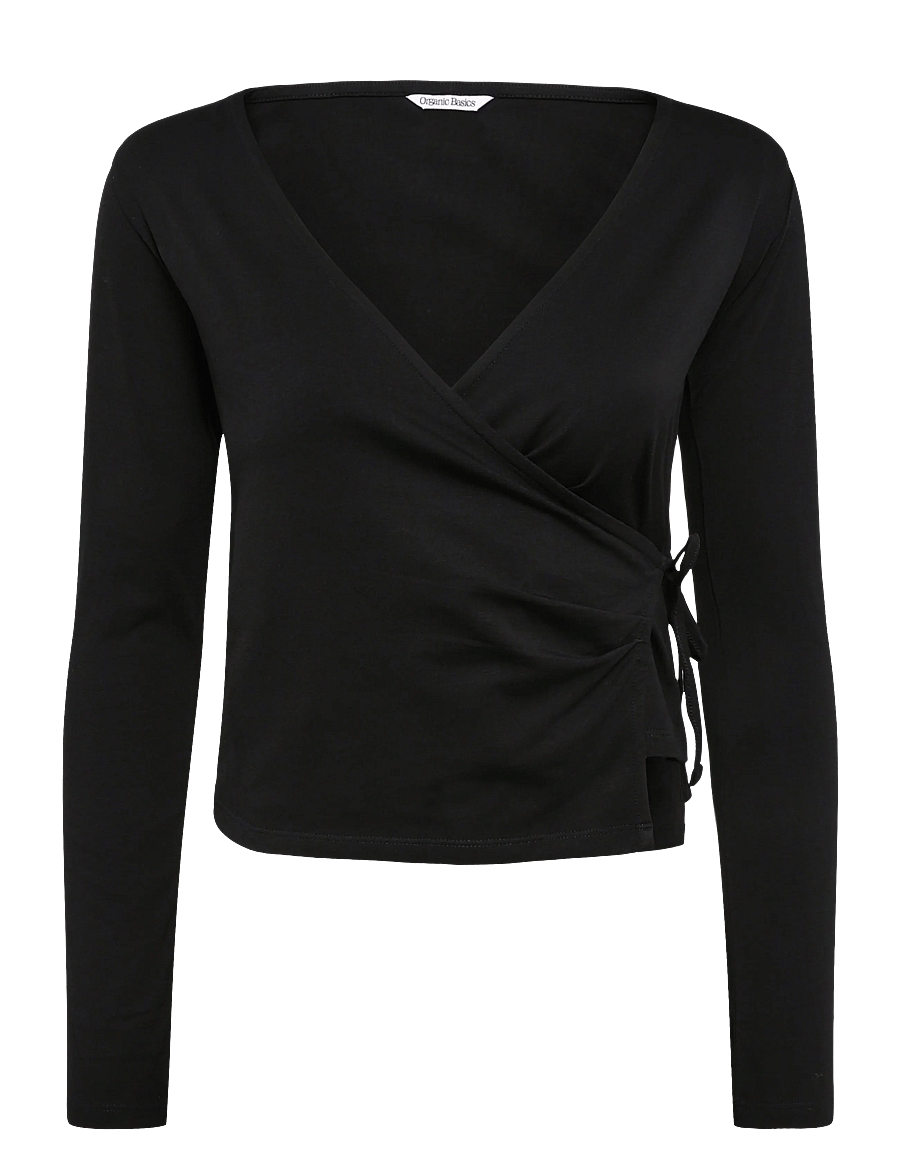 Organic Basics - Everyday Wrap Top - topid - black - 0