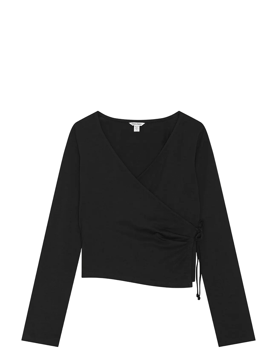 Organic Basics - Everyday Wrap Top - Överdelar - black - 0